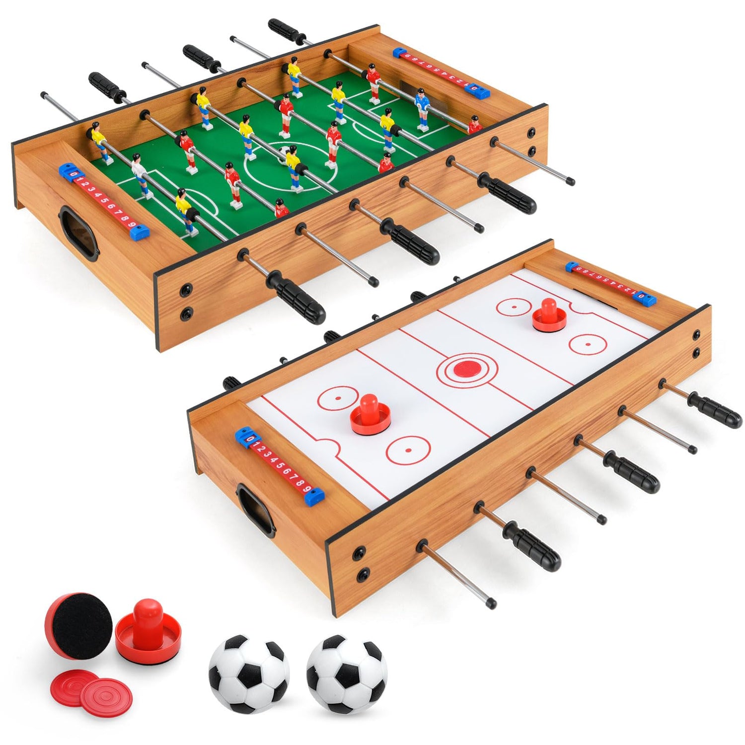 2 In 1 Multi Game Table Compact Tabletop Foosball Table and Hockey Game