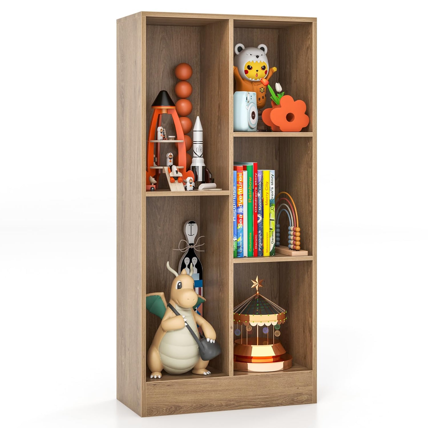 GYMAX 3-Tier Children Bookshelf with 2 Anti-Tipping Kits