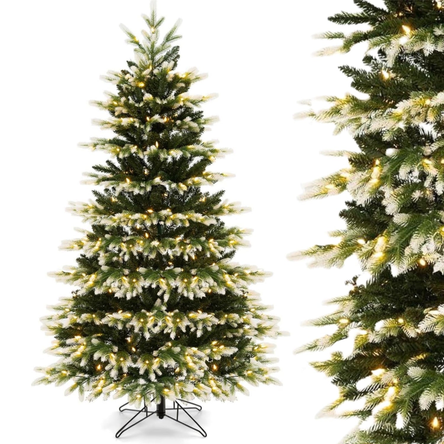 GYMAX 6ft Pre-Lit Artificial Christmas Tree with 350 LED Lights