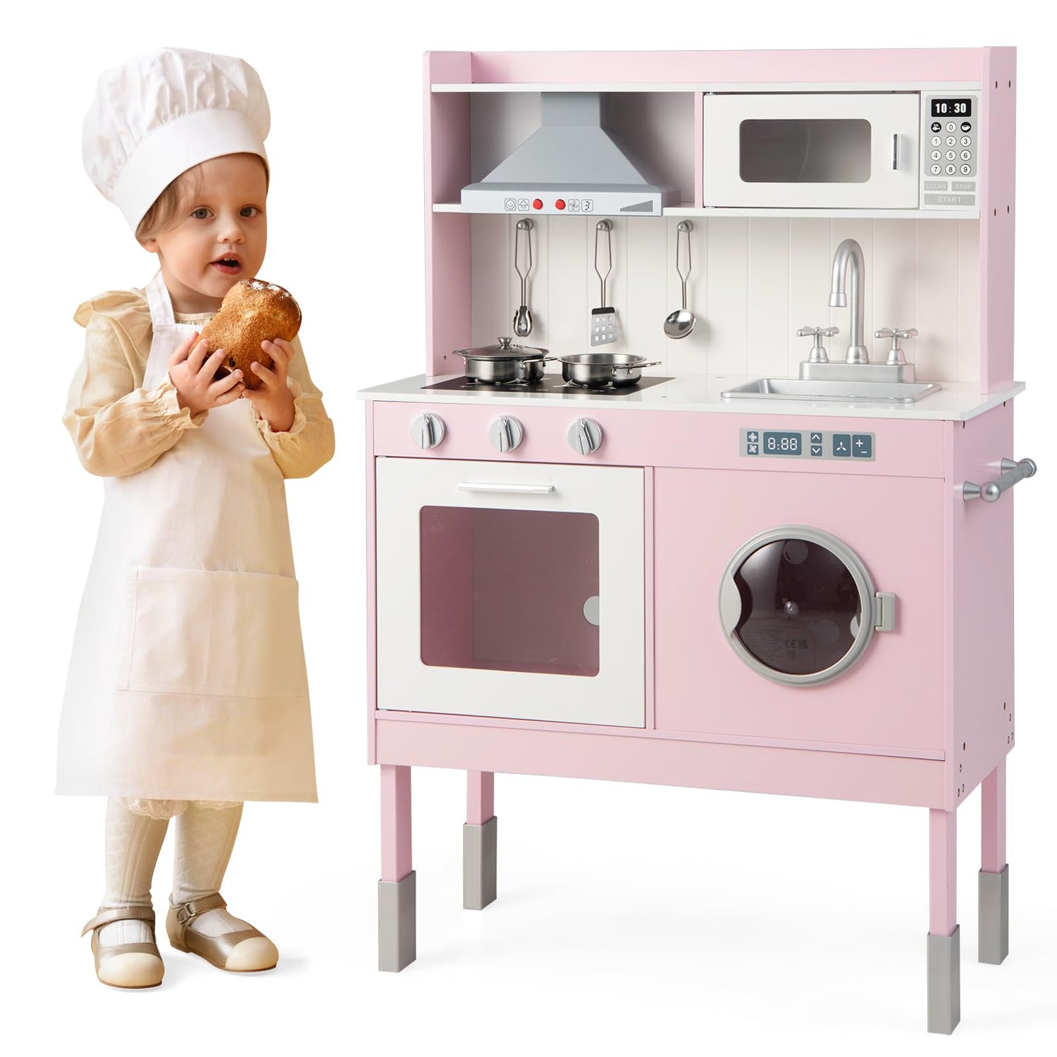 GYMAX Kids Play Kitchen, Children Toy Kitchen(‎70 x 29 x 101 cm)