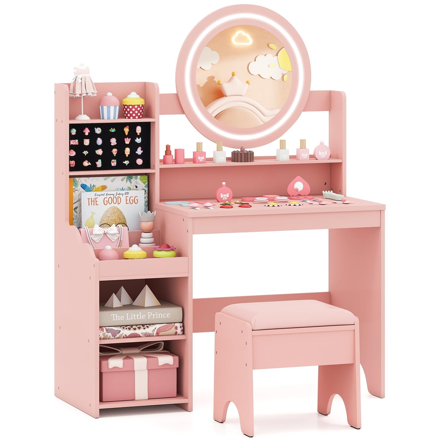 Make Up Pretend Dresser Desk Chair Set for Playroom Kids Room