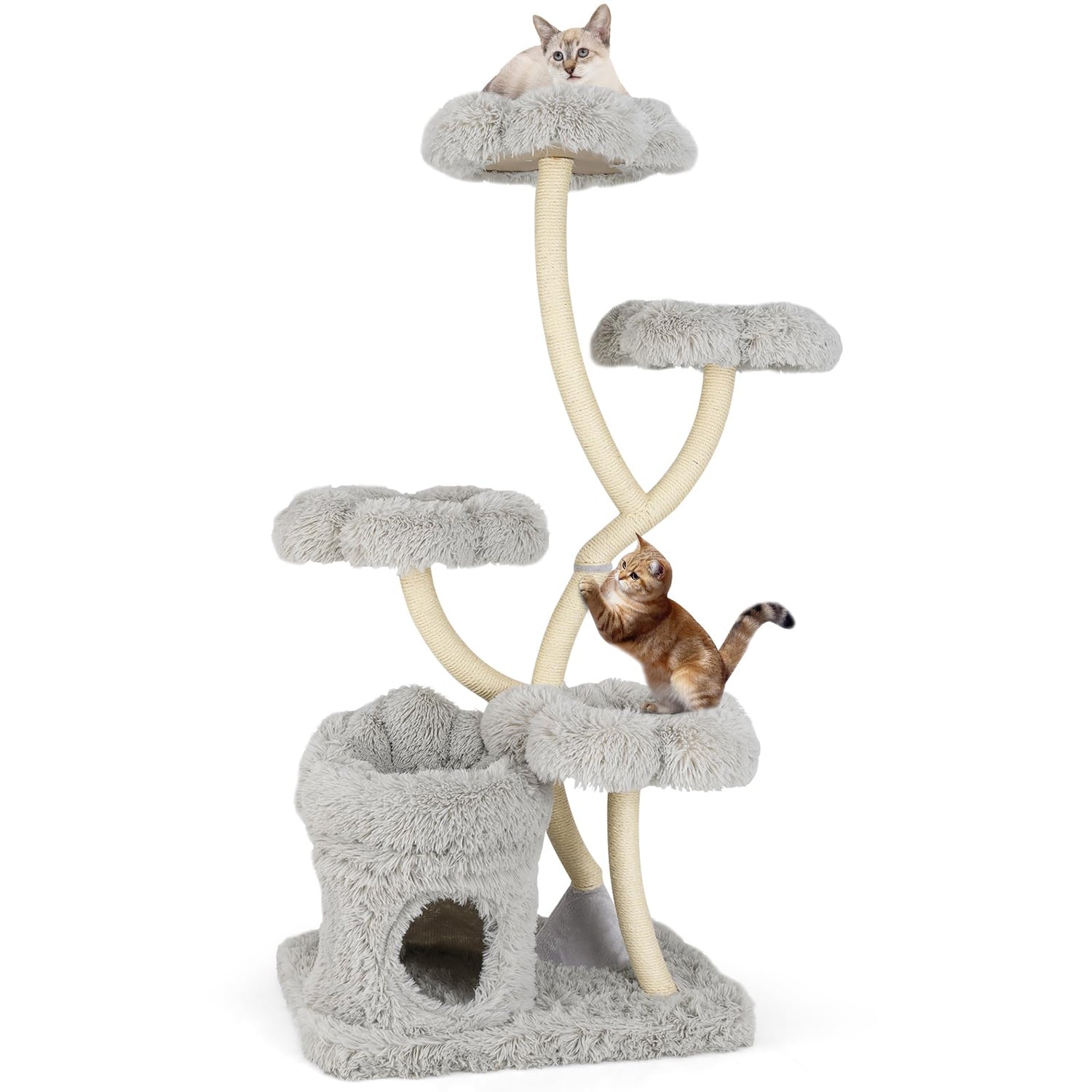 GYMAX Cat Tree, 153cm Multi-level Cat Tower with Condo