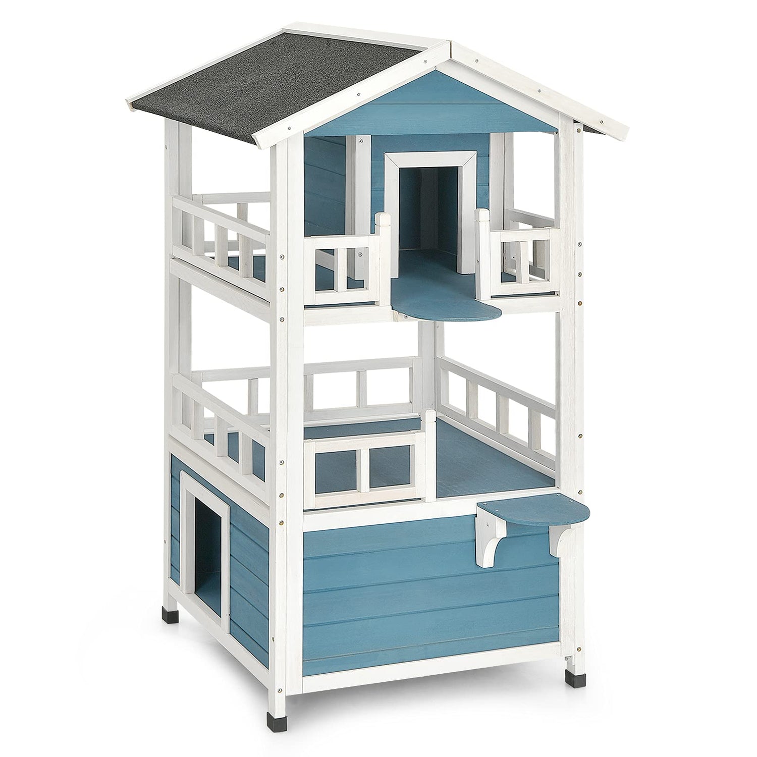Large Outdoor Indoor Pets Playhouse Condo with Weatherproof Roof