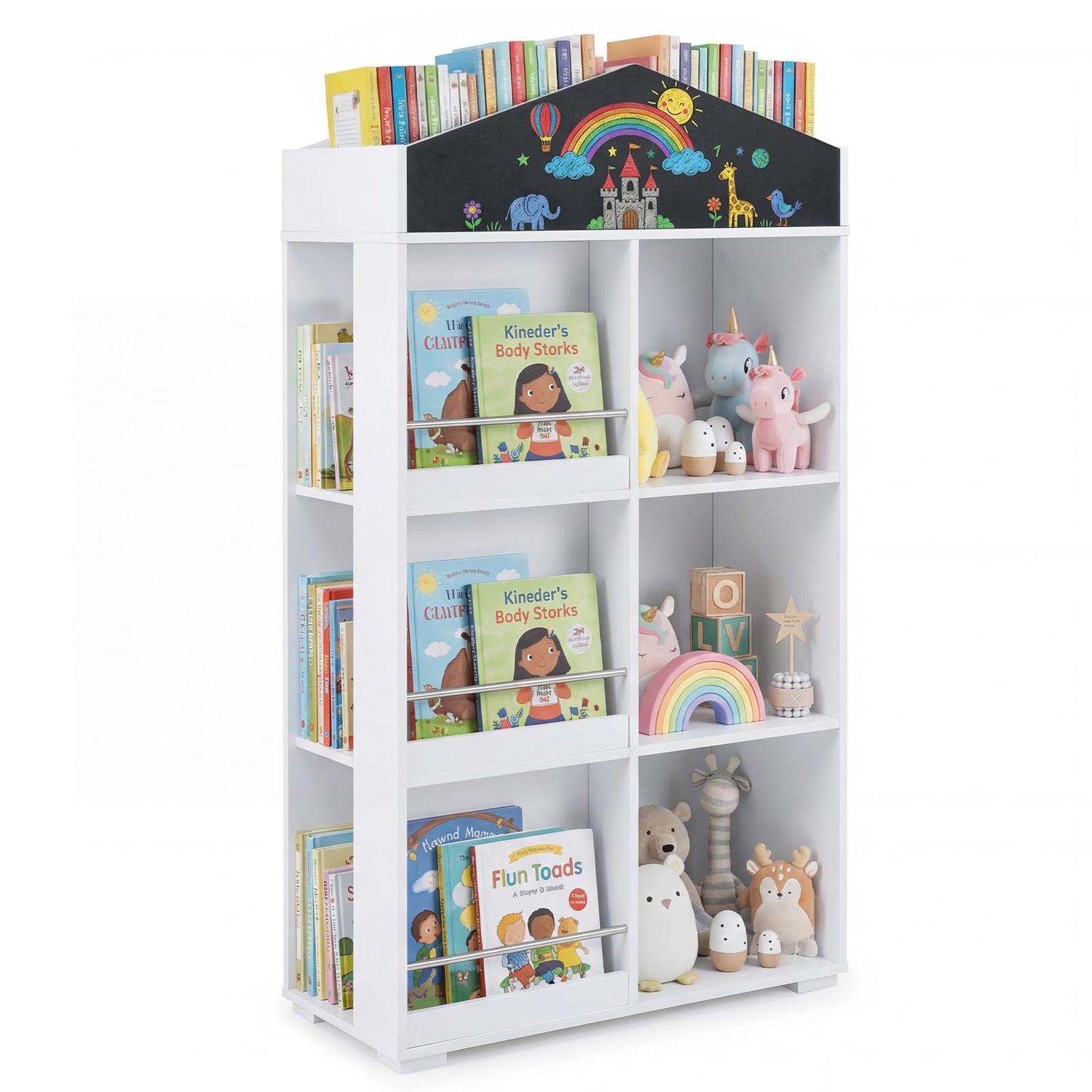 Wooden Book & Toy Storage Organizer, House Shaped Children Bookcase