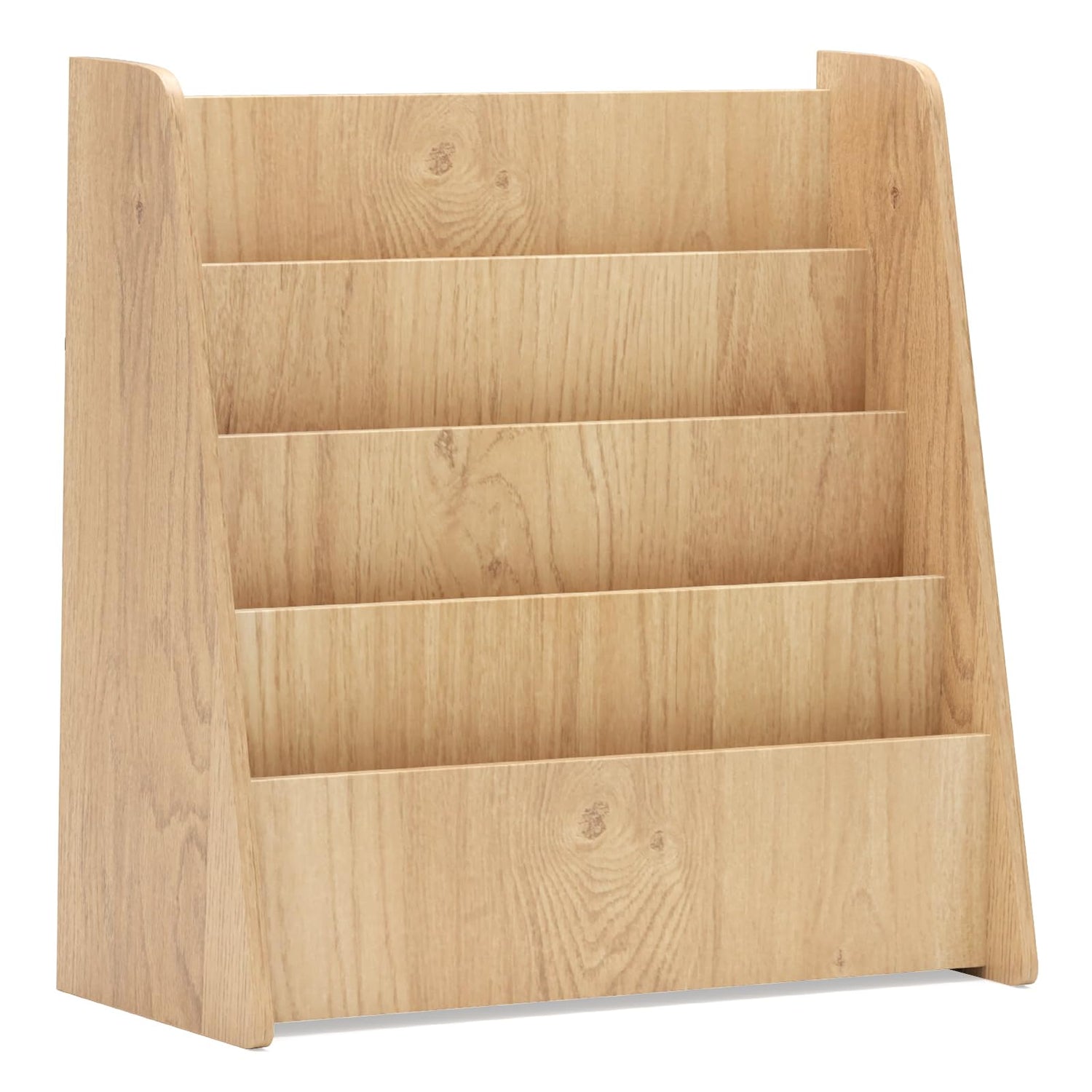 GYMAX 4-Tier Wooden Children Bookshelf with Deep Compartments