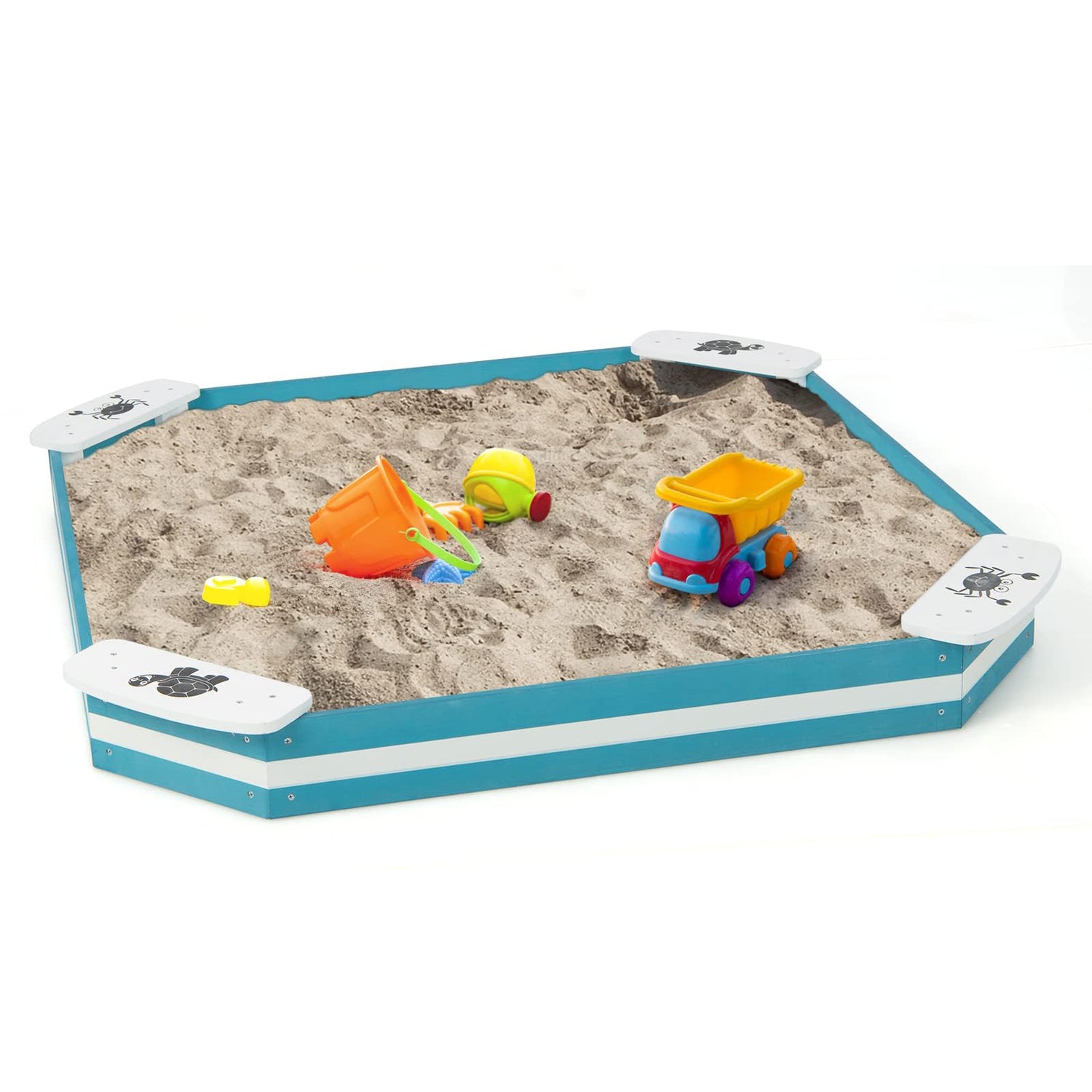 GYMAX Wooden Kids Sandbox