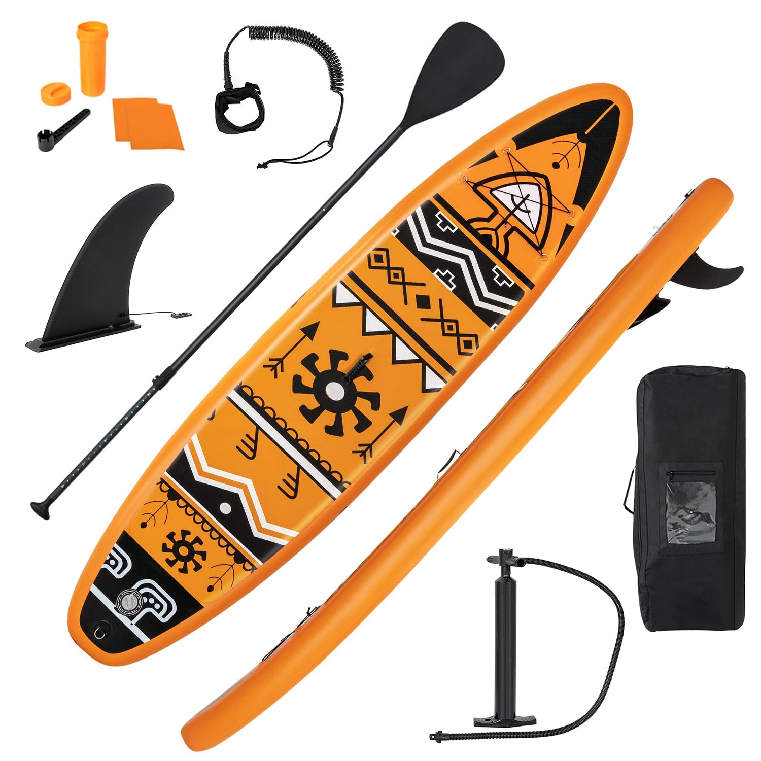 GYMAX Inflatable Paddle Board, 6" Thick Stand Up SUP Paddleboards with Non-Slip Deck, 320 x 76 x 15cm