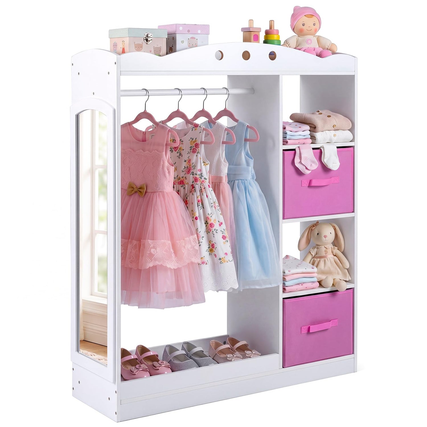 Closet Armoire Dresser Organizer with Full-Length Mirror