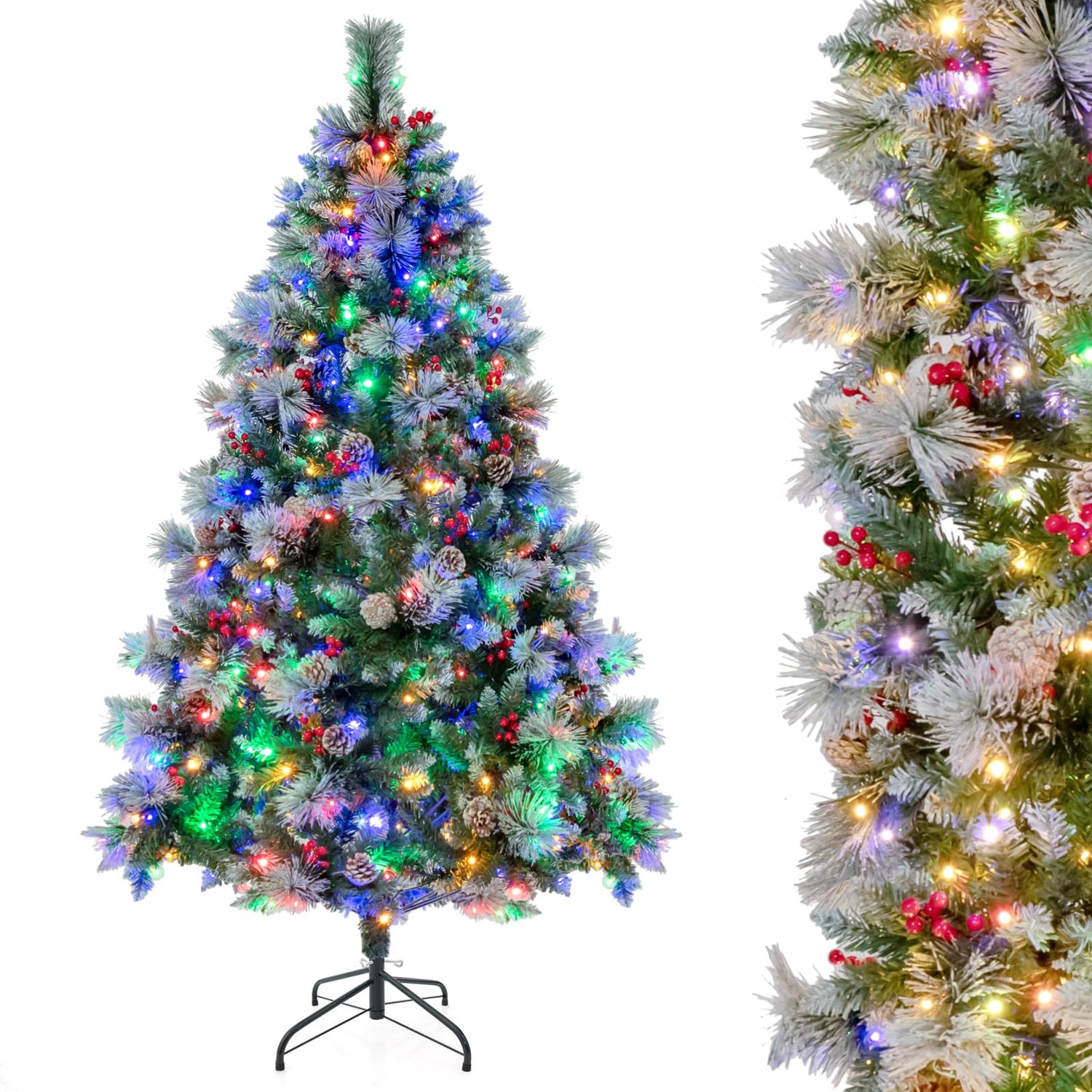 GYMAX 6FT/7FT Pre-Lit Christmas Tree