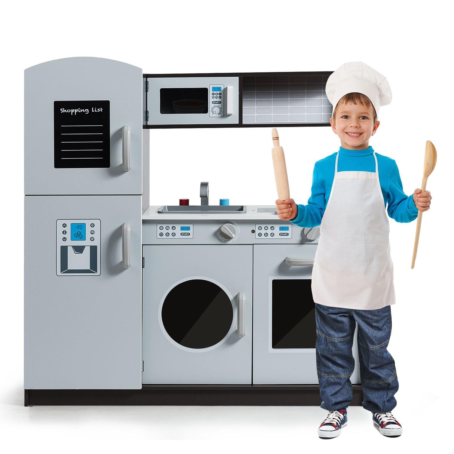 GYMAX Wooden Kids Pretend Kitchen Play Set