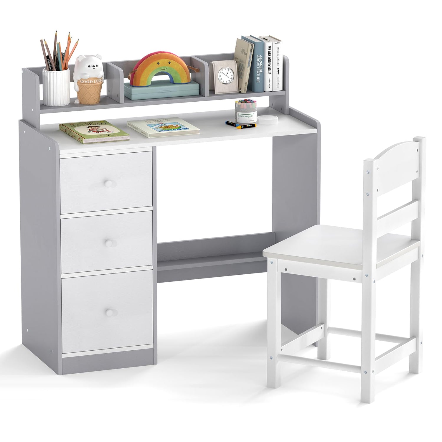Wooden Student Study Table with 3 Drawers
