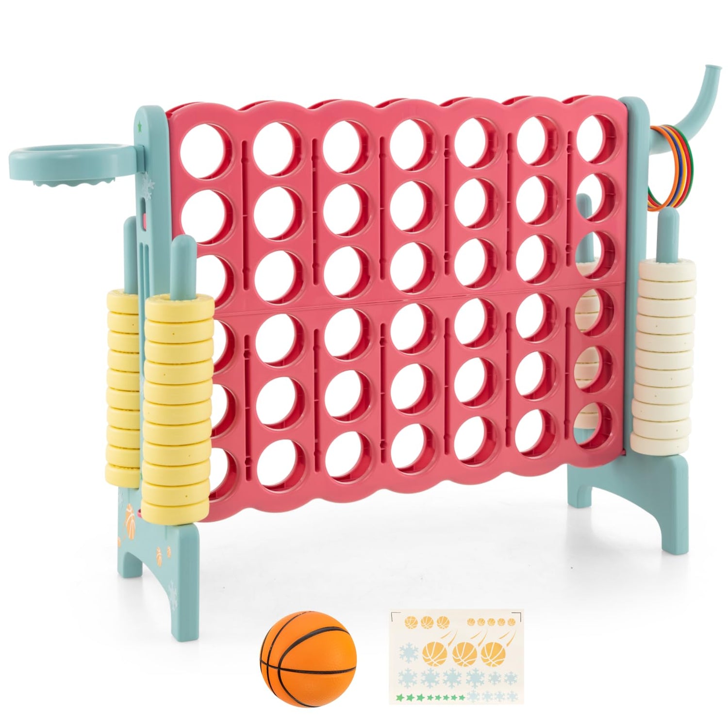 GYMAX Giant Connect 4 Game, Jumbo Four in a Row with 42 Rings
