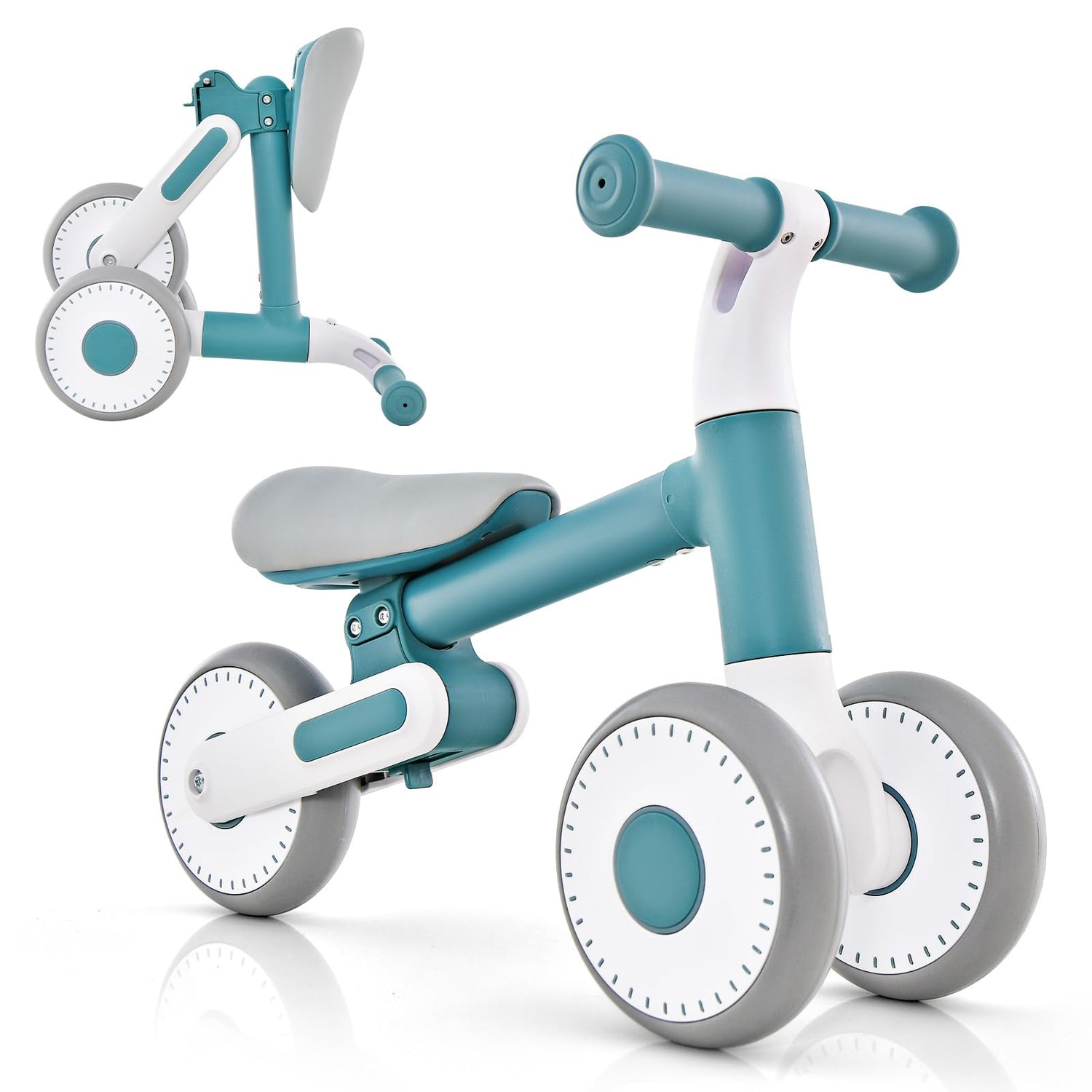 GYMAX Balance Bike, No Pedal Baby Walker Push Ride On Toy with 3 Wheels, Ergonomic Handle and Height Adjustable Seat