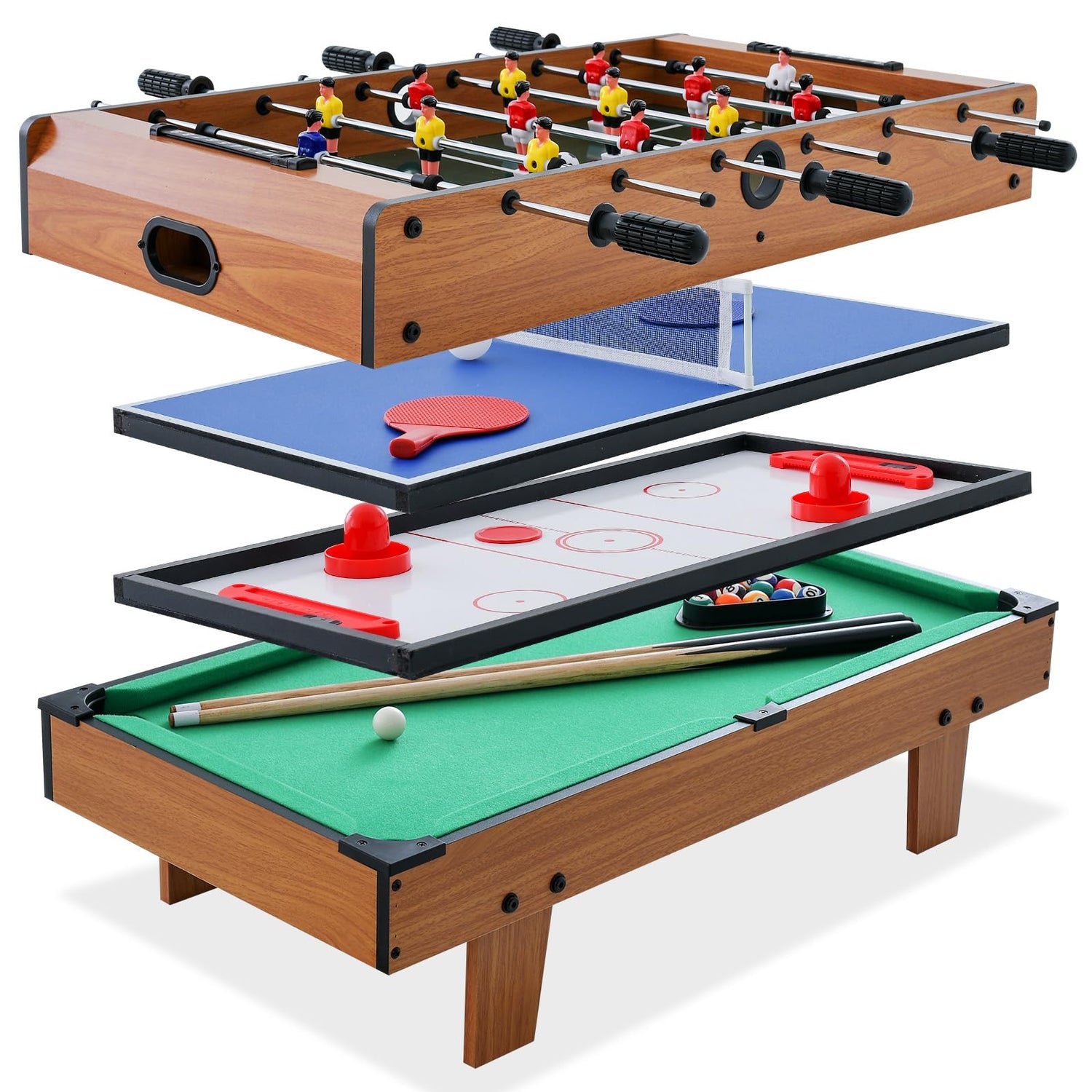 GYMAX 4 in 1 Multi Game Table, Combo Games Table Set with Foosball