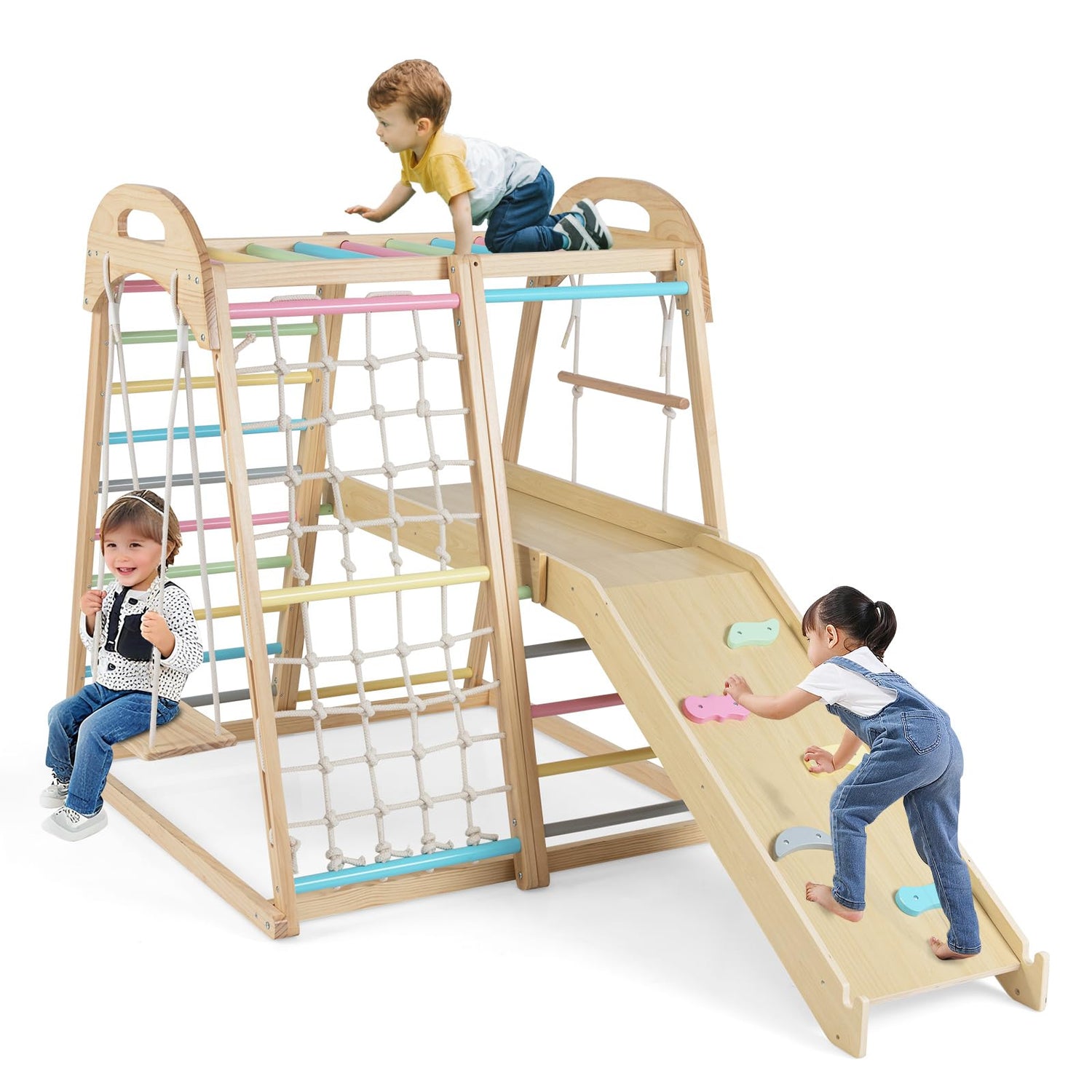 8-in-1 Jungle Gym Wooden Montessori Climber Playset