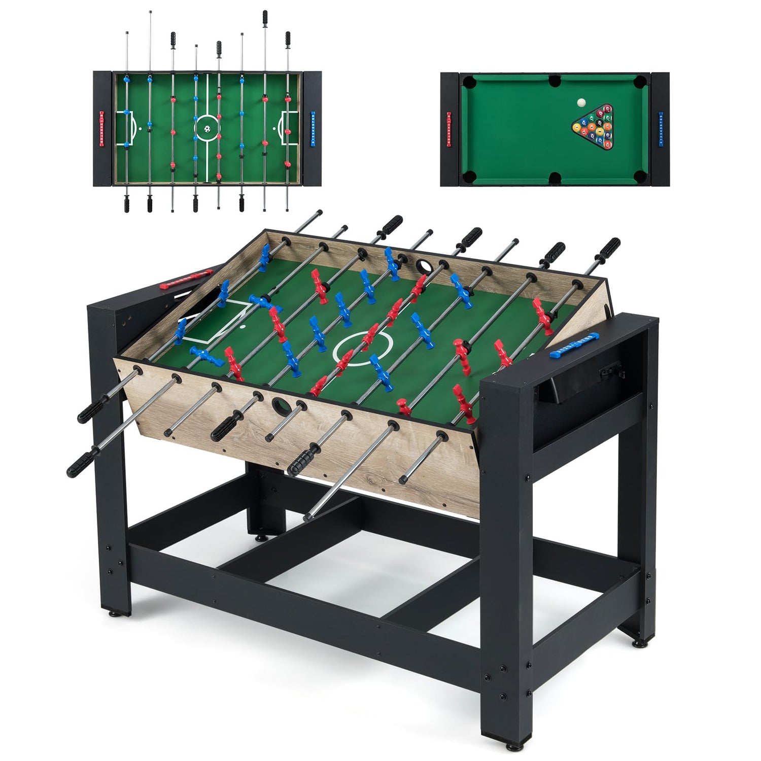 2-in-1 Swivel Multi Game Table 122 cm Foosball and Pool Combo Table