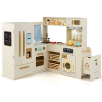 Corner Kitchen Playset with Large Fridge for Toddlers 3+ Years Old