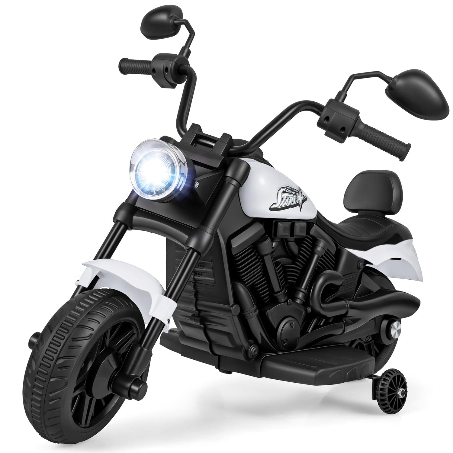 6V Kids Electric Motorbike with Detachable Training Wheels and Music