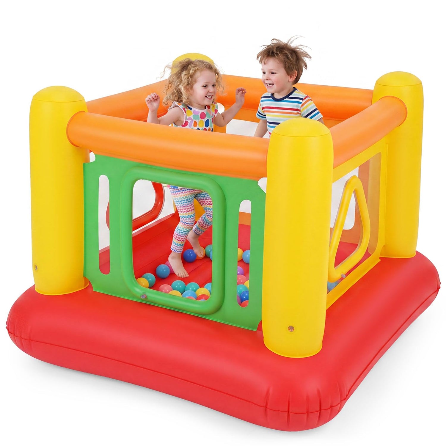 Inflatable Bounce House, Kids Blow Up Bouncy Castle with Transparent Side Walls