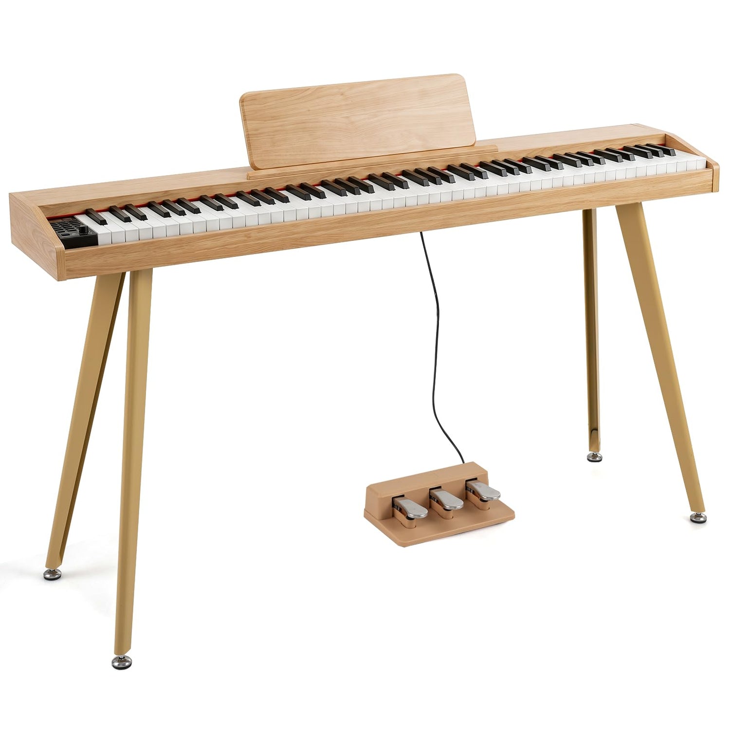 Electric Piano with 3 Pedal Unit, 80 Demos, 800 Tones, 600 Rhythms, USB MIDI Connectivity, Music Stand for Beginners