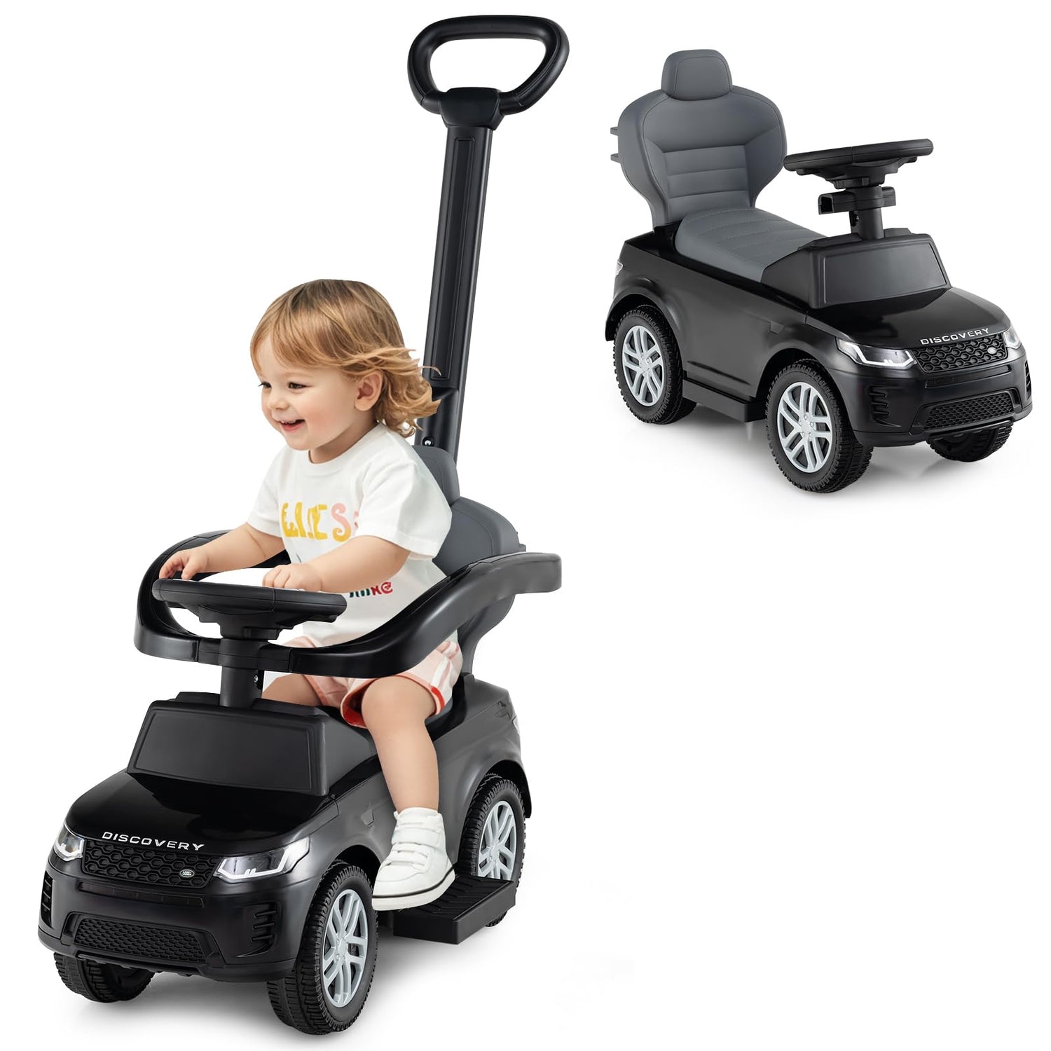 3-in-1 Push Car for Toddlers with Removable Handle Licensed Land Rover Discovery
