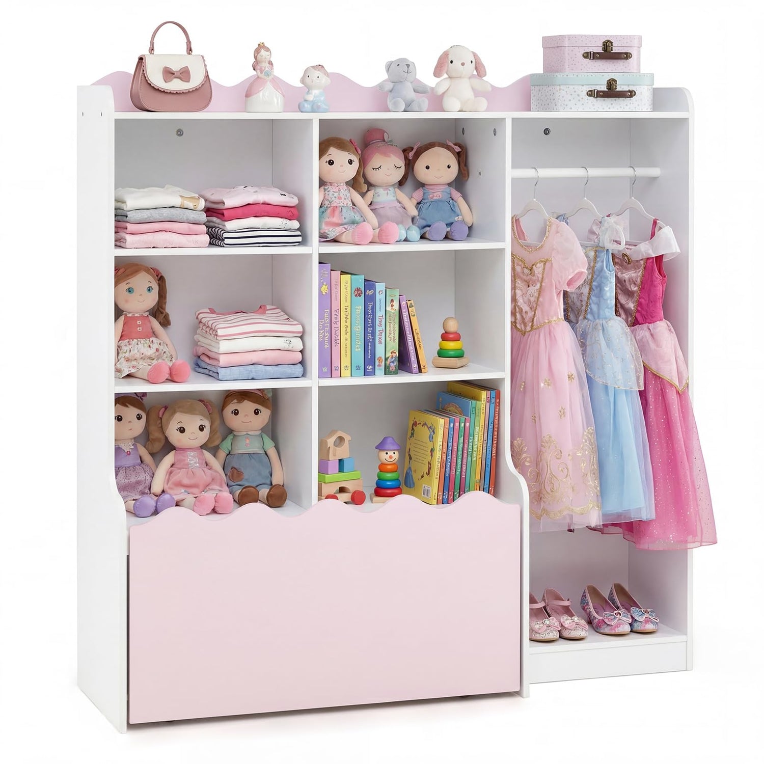 Kids Dress up Storage Wardrobe, Children Toy Storage Organizer