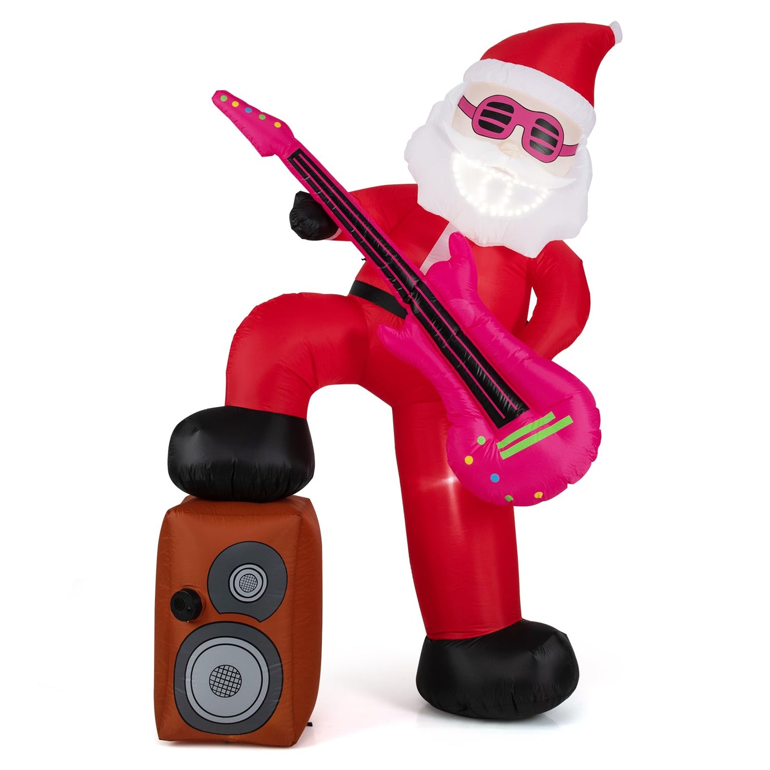 8.4 Feet Inflatable Santa Claus Pre-lit Xmas Santa Playing Guitar with Music