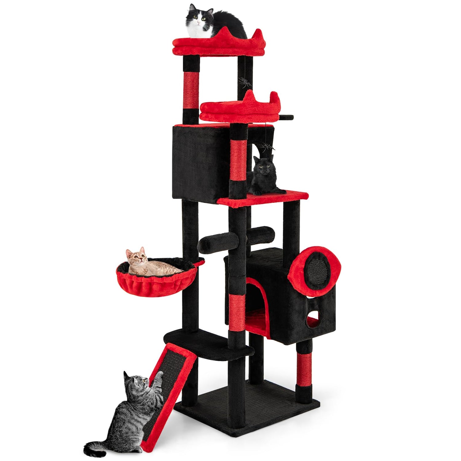 Gothic Cat Tree for Indoor Cats with 2 Cat Condos and 2 Plush Perches