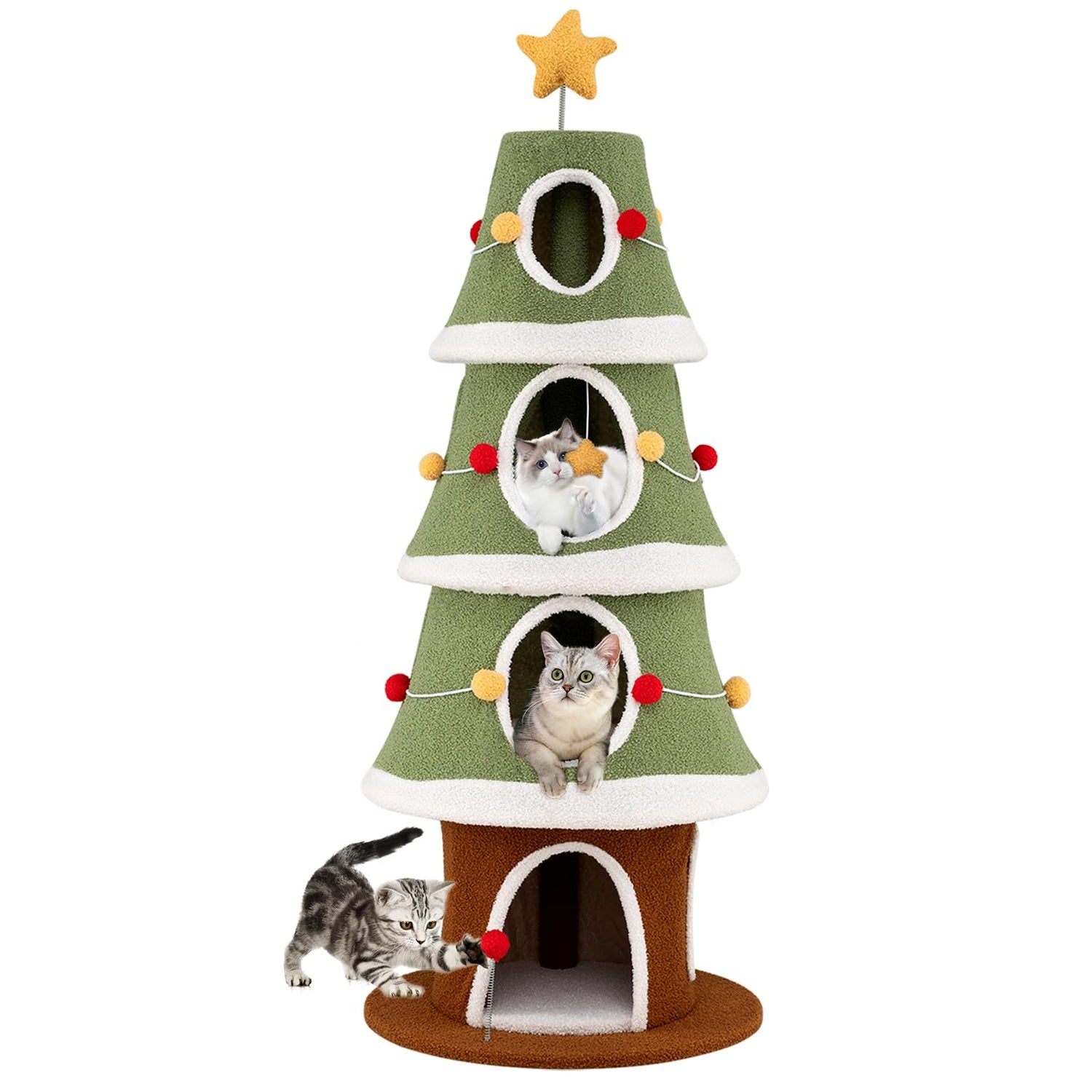 Christmas Tree Shape Cats Tower with Condos