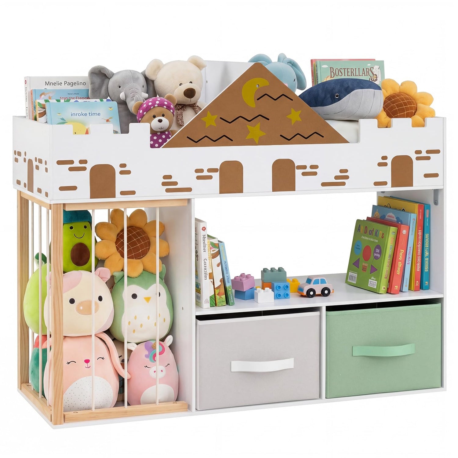 Toy Storage Organizer, Kids Bookshelf with Stuffed Animal Storage