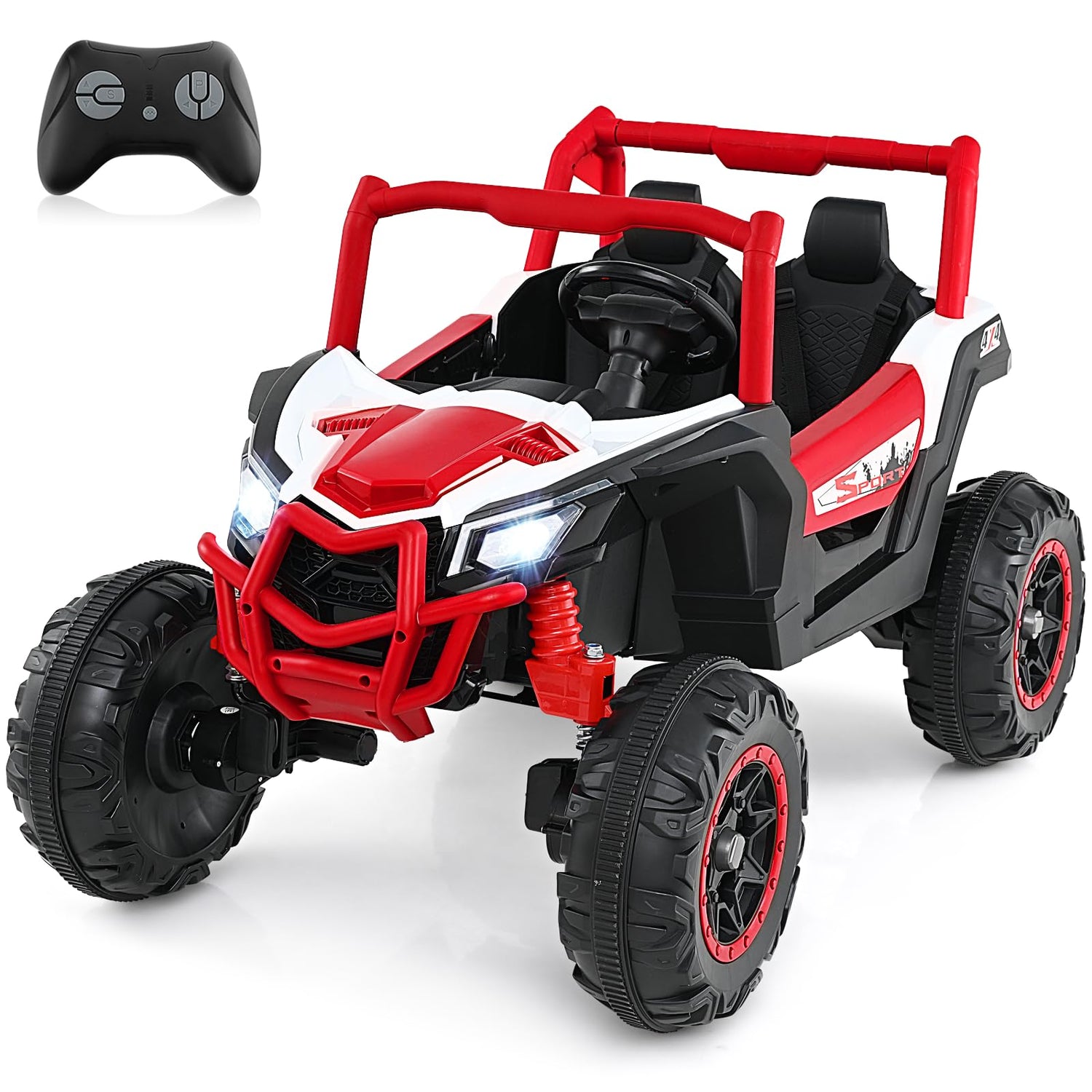 GYMAX 2-Seater Kids Electric UTV, 24V Battery Powered Toy Car