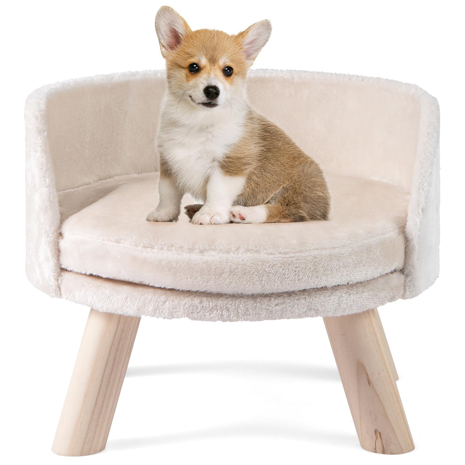 Pet Bed Sofa Wooden Couch with Removable and Washable Cushion