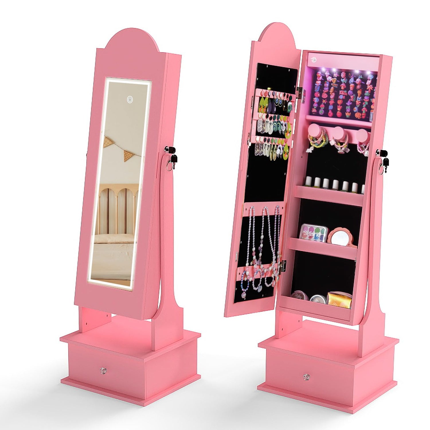 Kids Jewelry Cabinet Children Jewelry Organizer with Lights