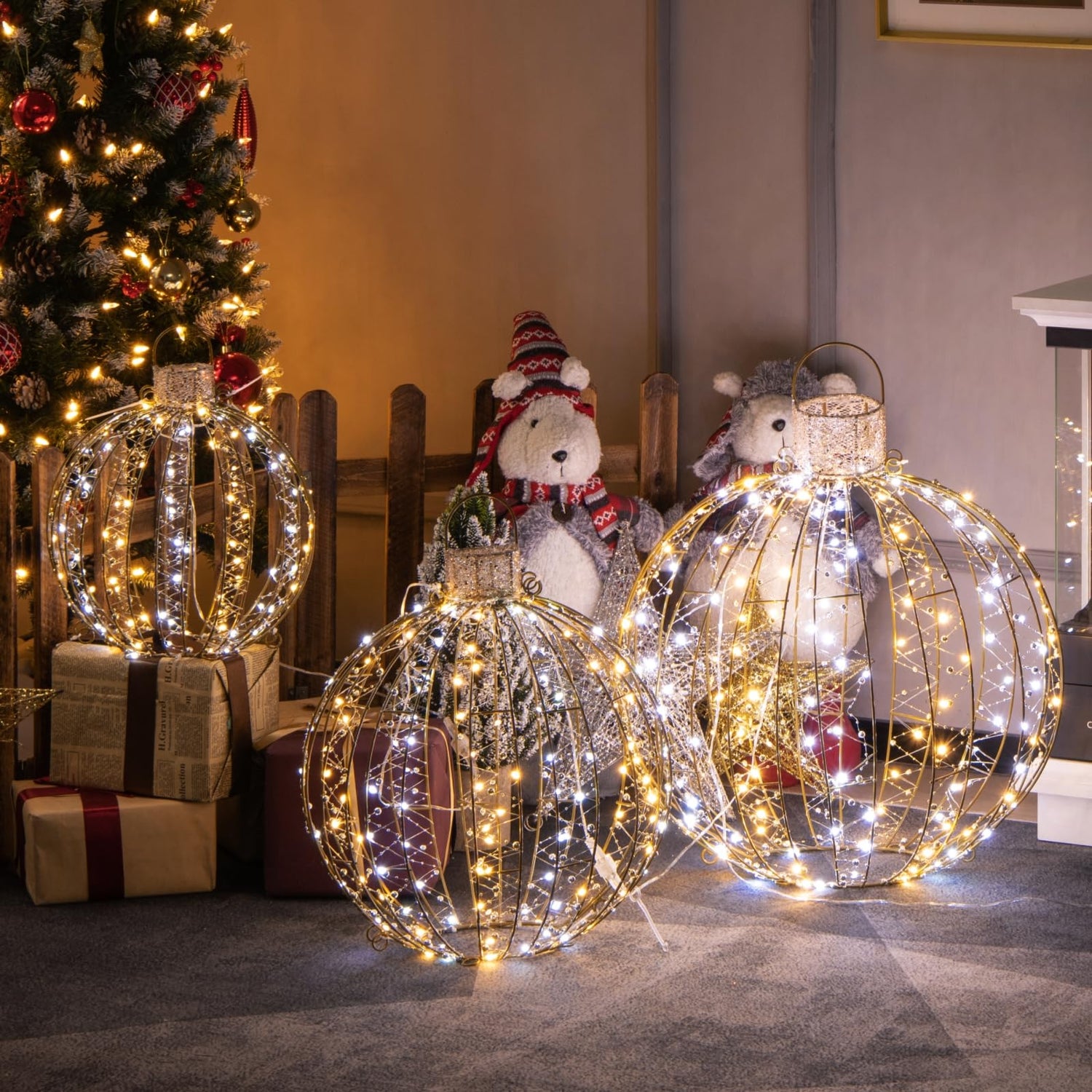 GYMAX 3 Pack Christmas LED Light Balls