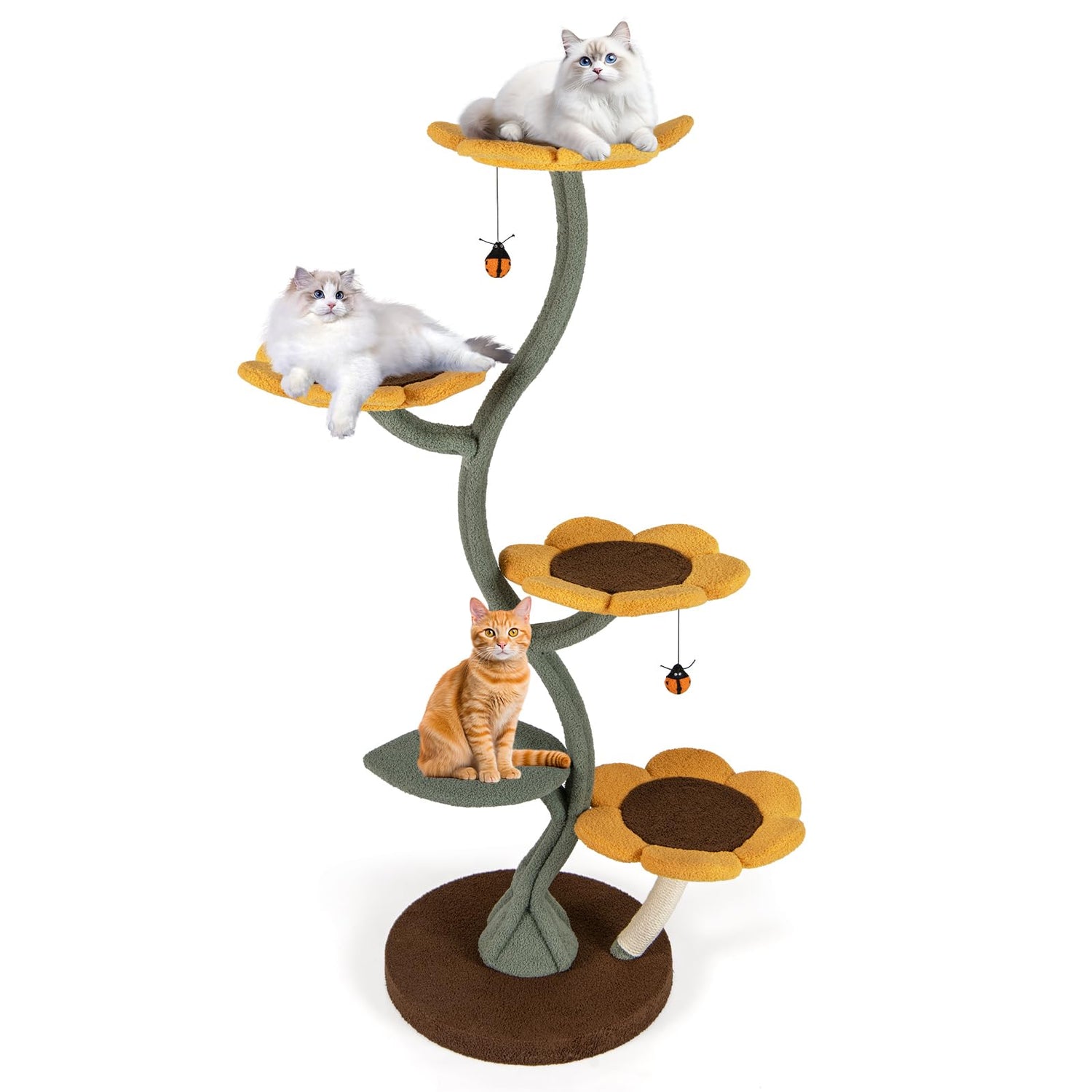 Cat Tree, 175cm Tall Cat Tower with 4 Flower-shaped Platforms
