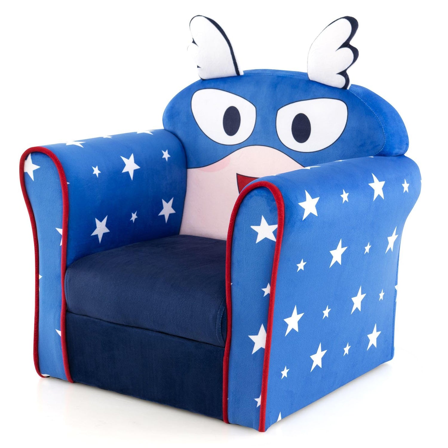 GYMAX Kids Sofa Chair, Wooden Children Armchair with Cute Pattern and Non-slip Foot Pads