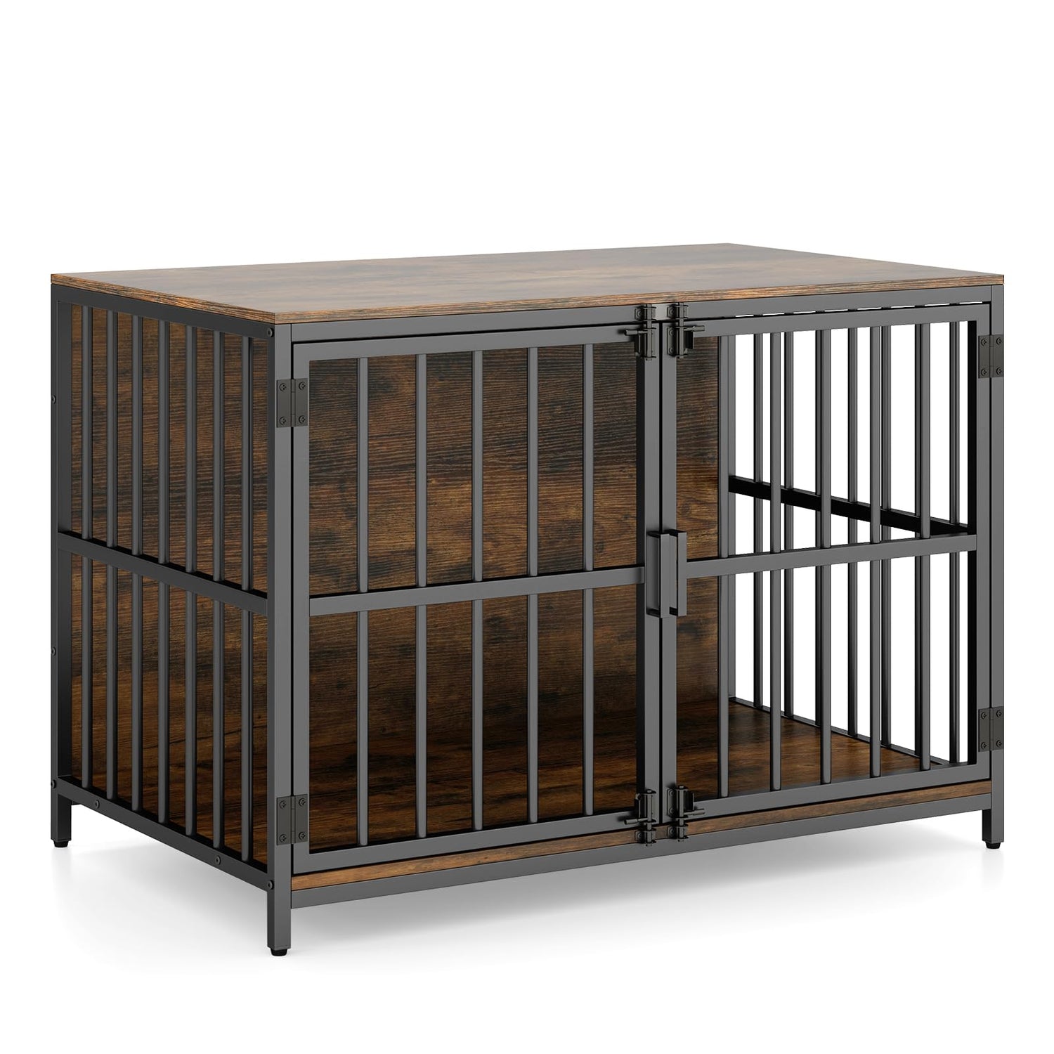 GYMAX Heavy Duty Dog Kennel with Dual Lockable Double Doors