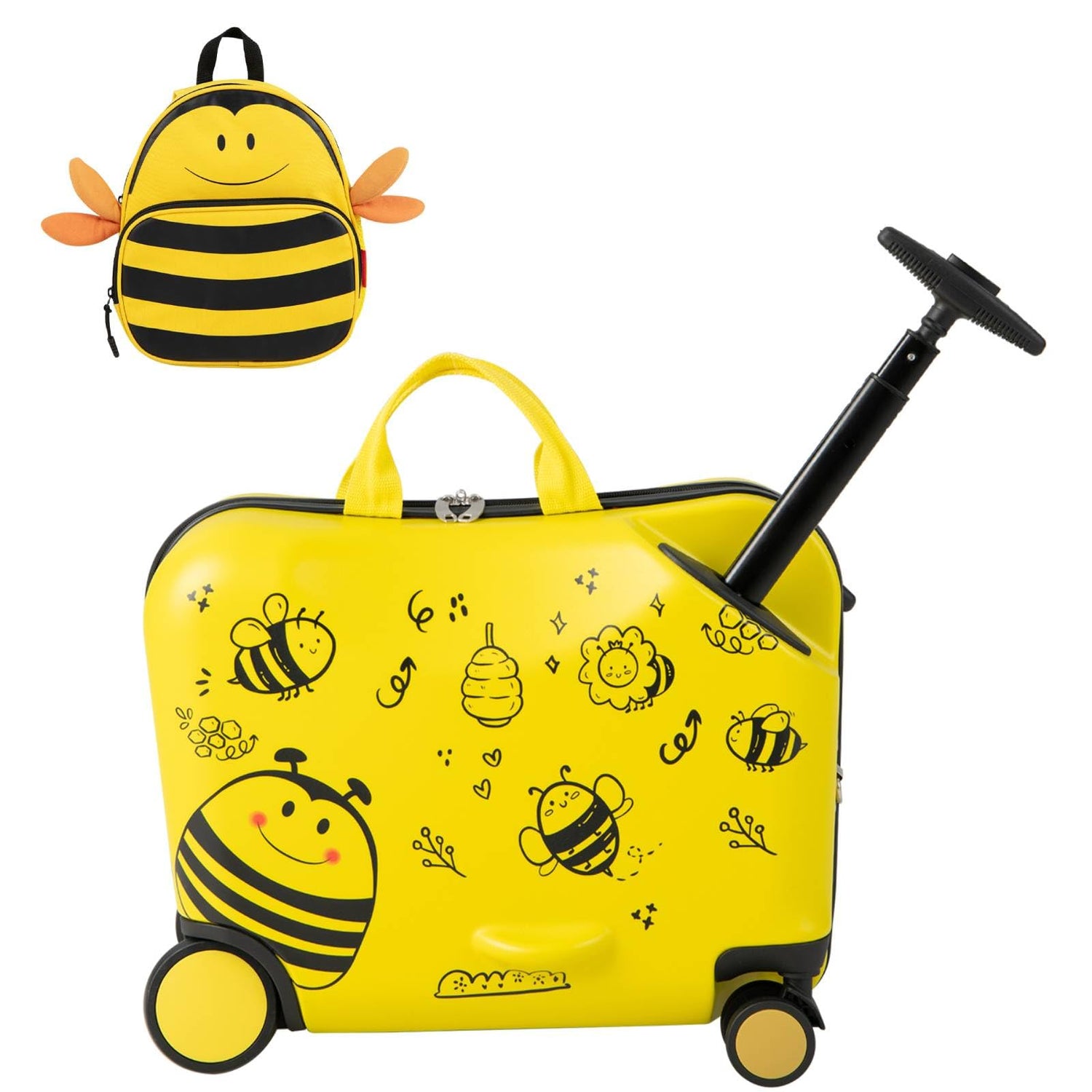 2 Pieces Kids Luggage Set with Spinner Wheels and Anti-Lose Rope