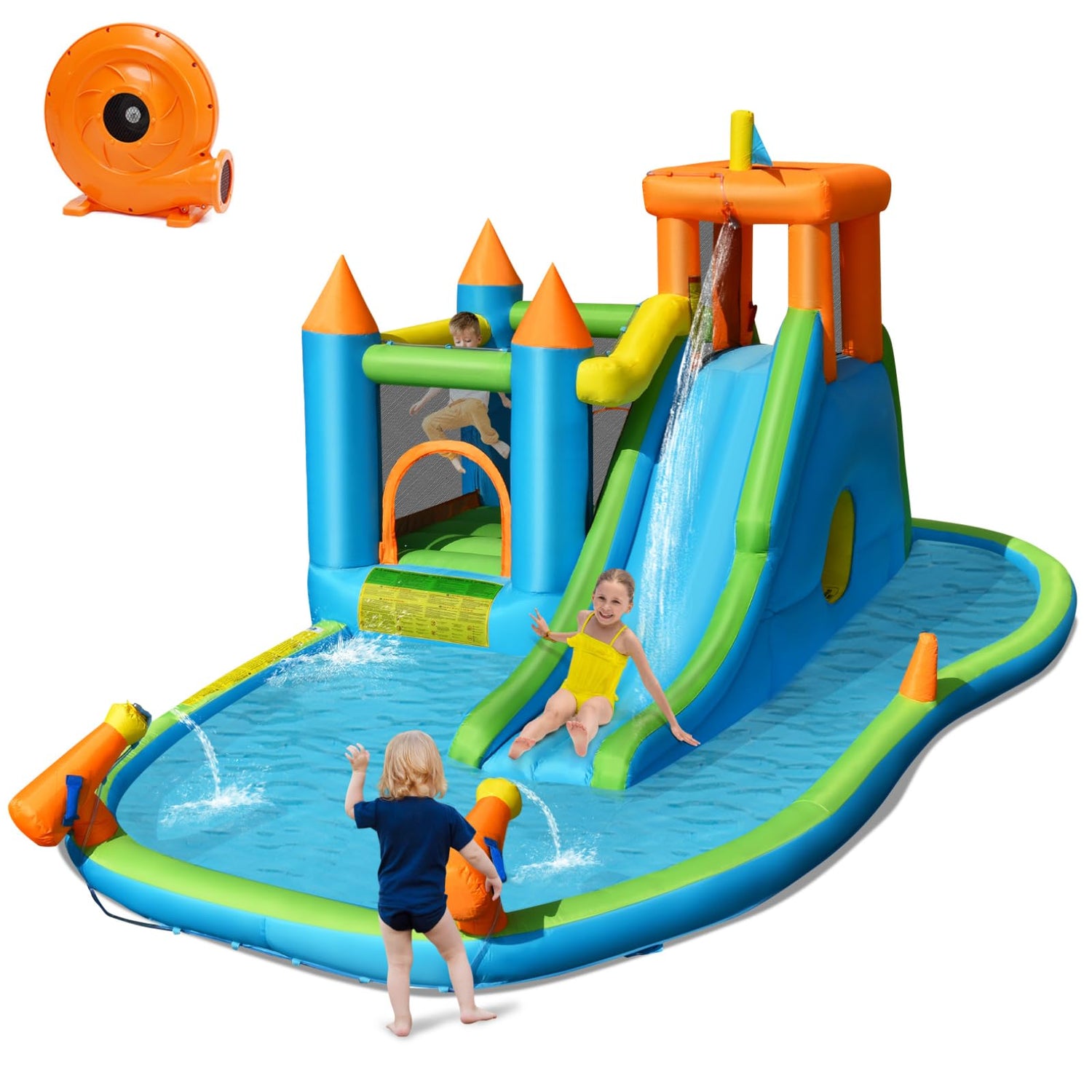GYMAX 8 in 1 Kids Bouncy Castle with 720W Blower