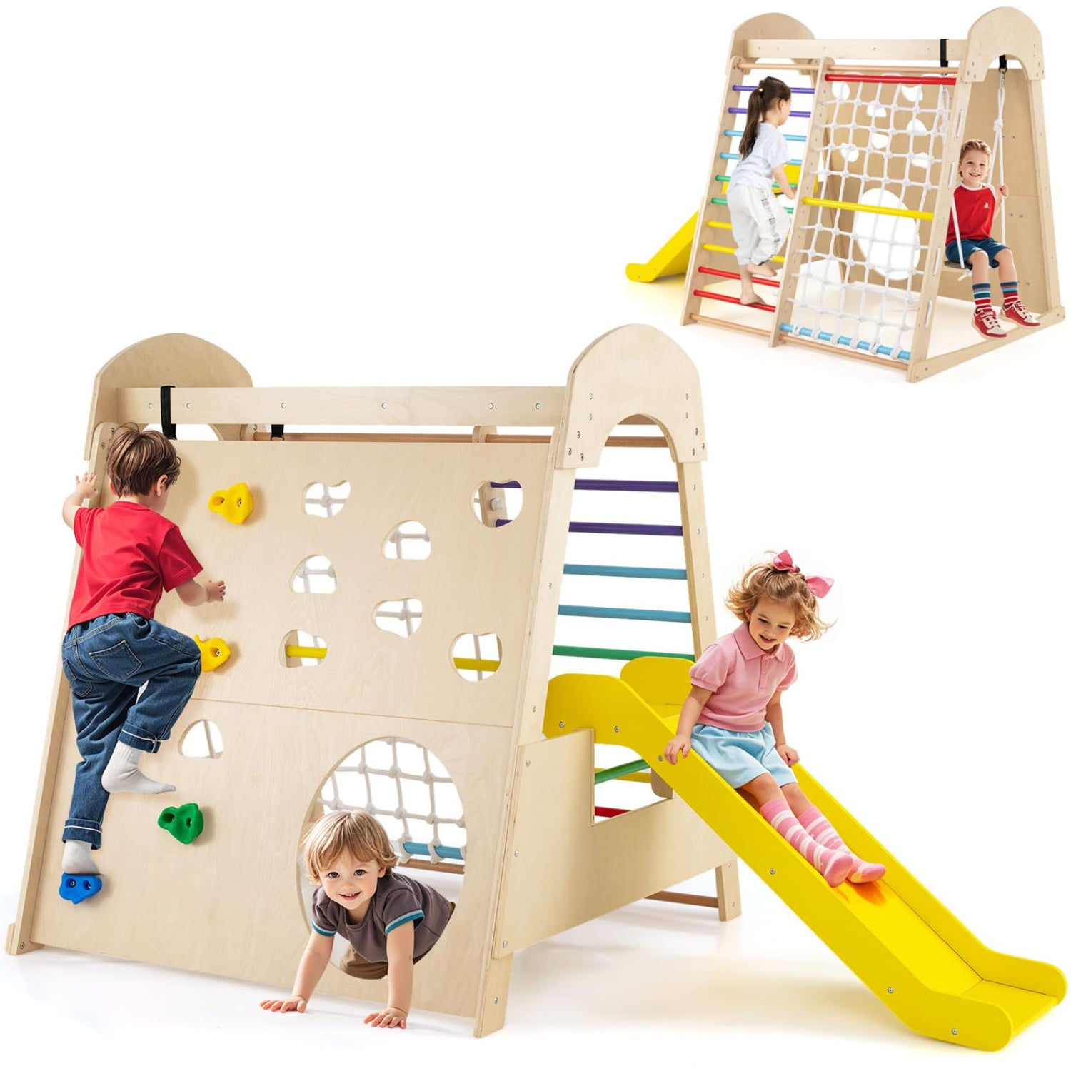 GYMAX 8 in 1 Kids Climbing Set