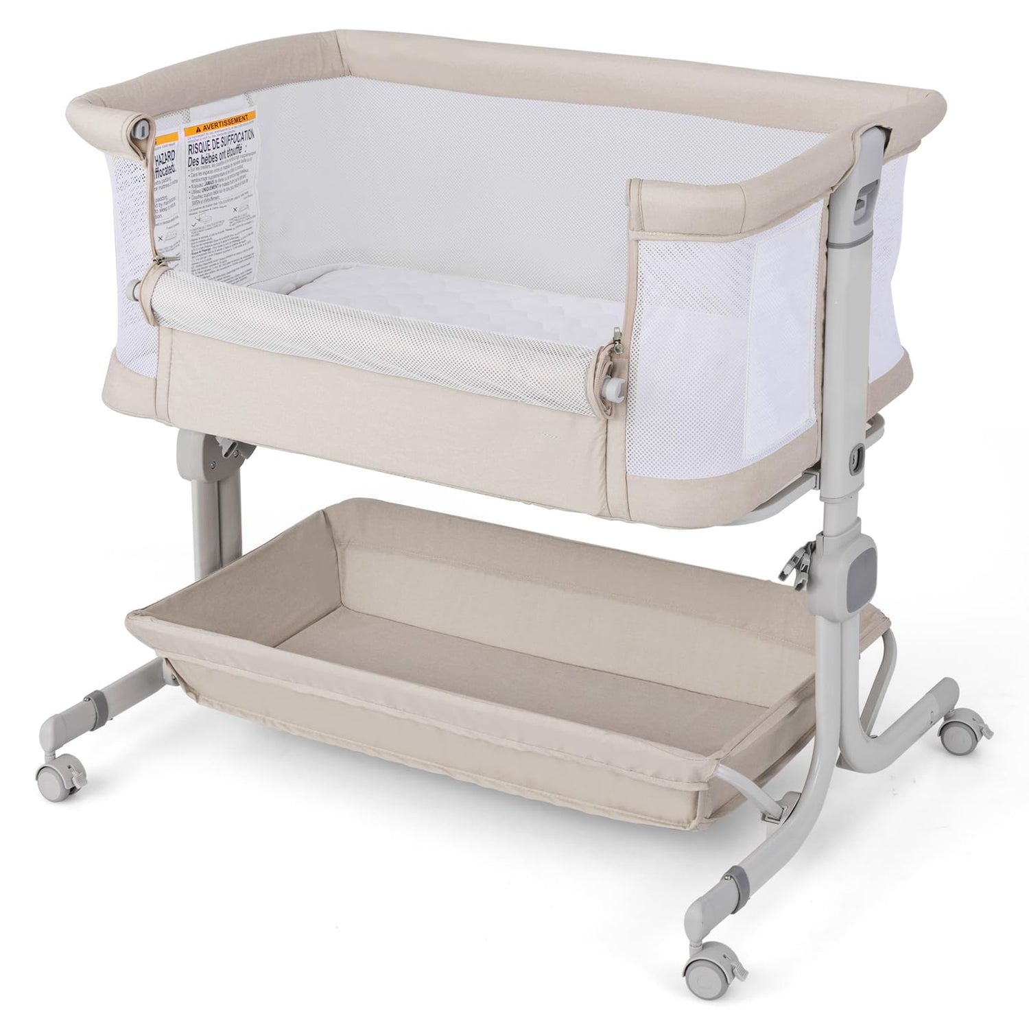 6-Level Heights Adjustable Bassinet with Mattress