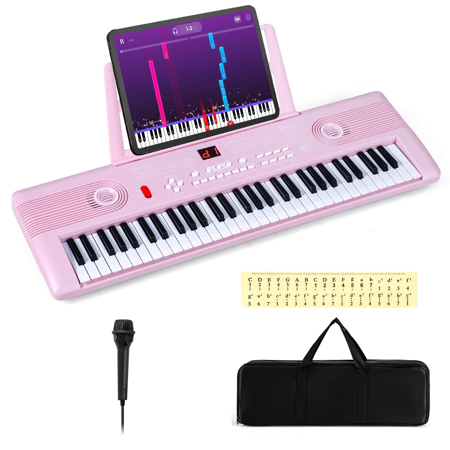 61 Key Electric Keyboard Piano, Portable Digital Piano with Microphone