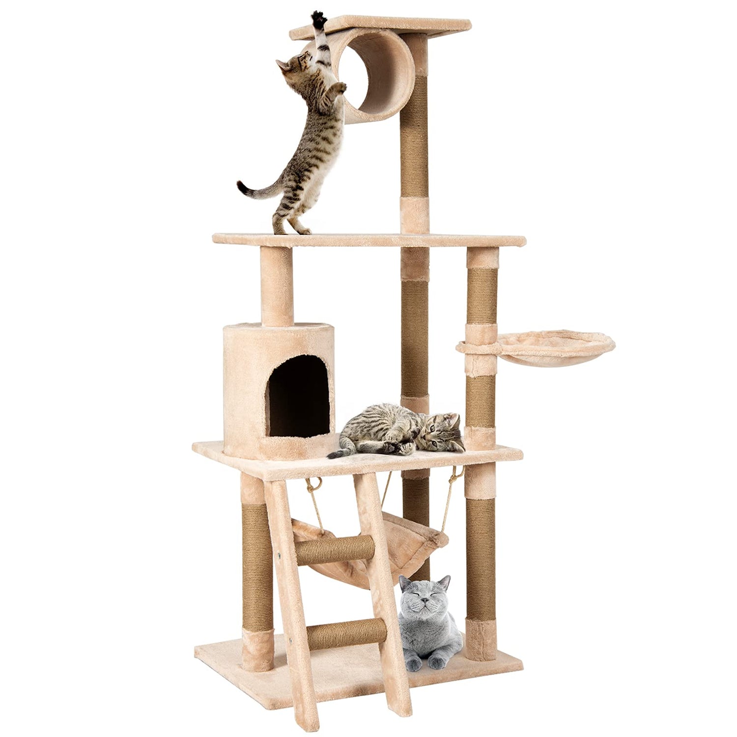 Cats Play Tower House with Hammock and Scratching Posts