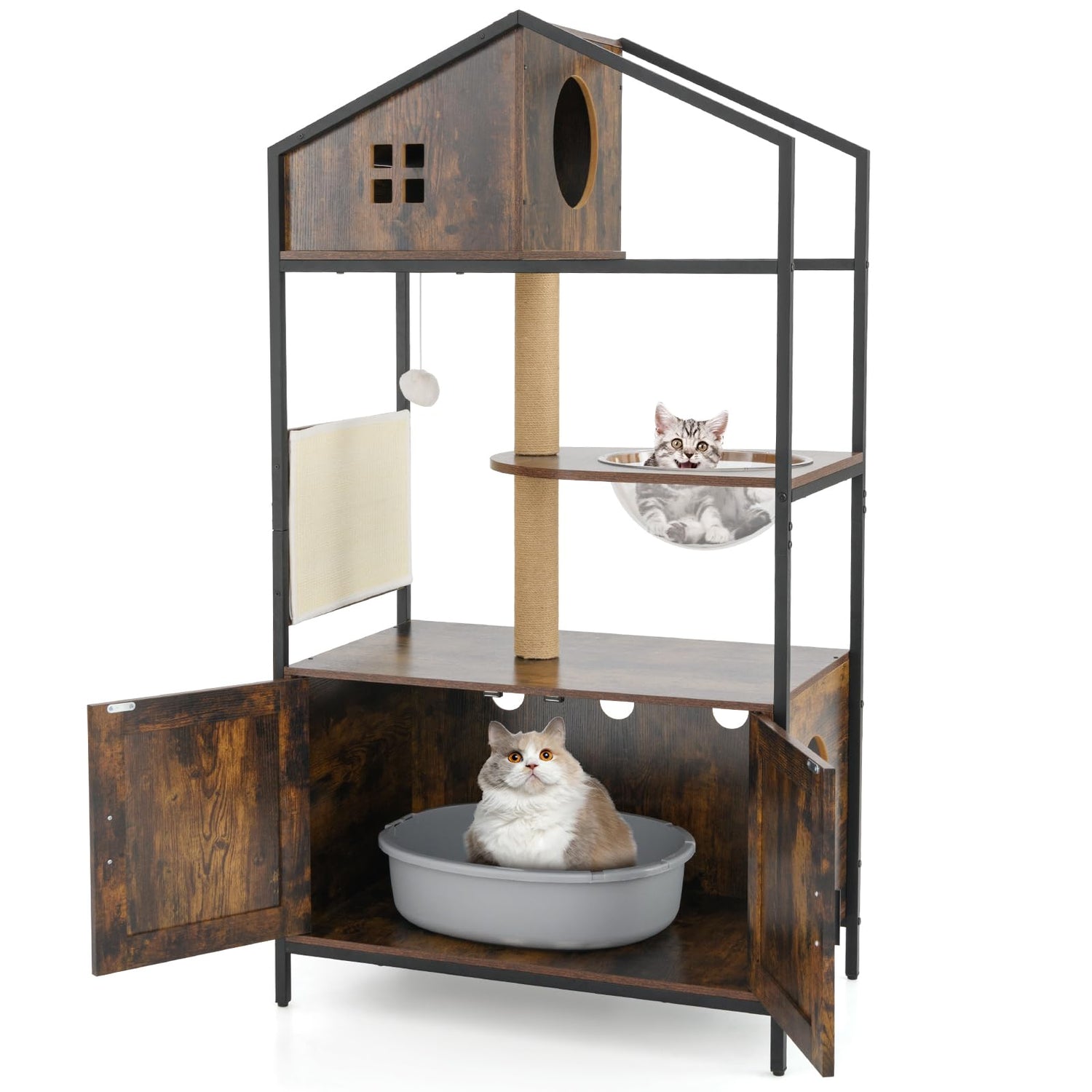 150CM Cat Tree with Litter Box Enclosure