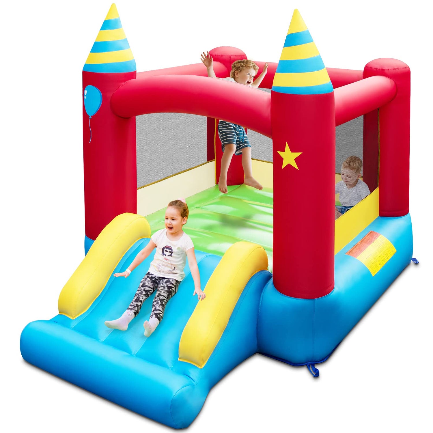 GYMAX Inflatable Jumping House with Slide & Carry Bag