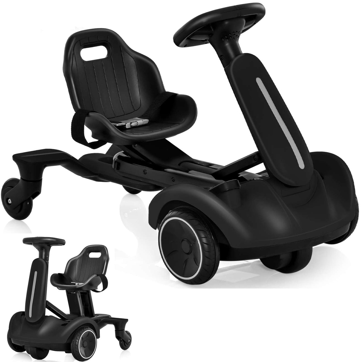 GYMAX 6V Kids Ride On Car, Electric Go Kart with Adjustable Seat & Speeds, 360° Spin Wheels, Horn, Sounds and Safety Belt