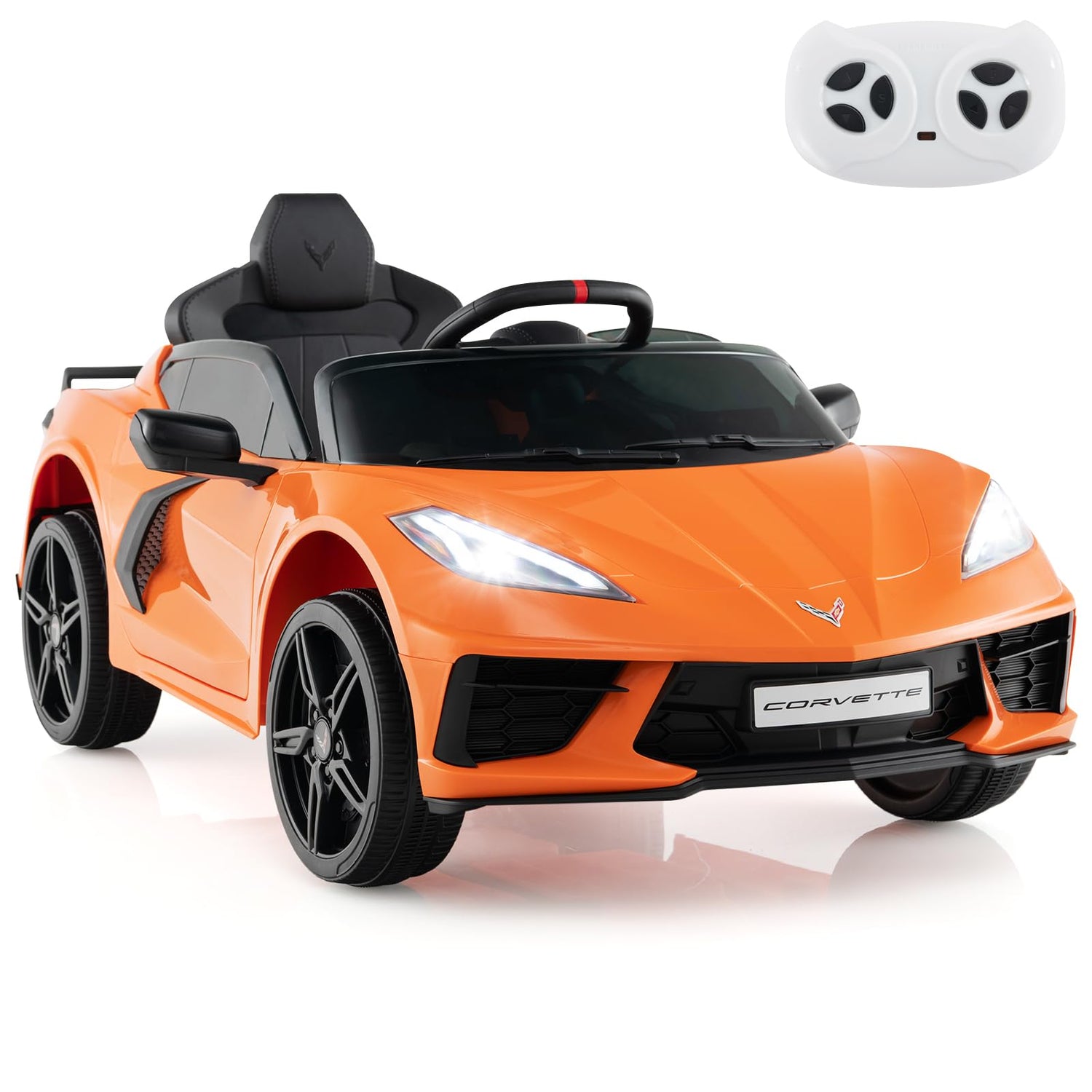 GYMAX Kids Ride on Car, 12V Licensed Chevrolet Corvette Toy Car with Remote Control