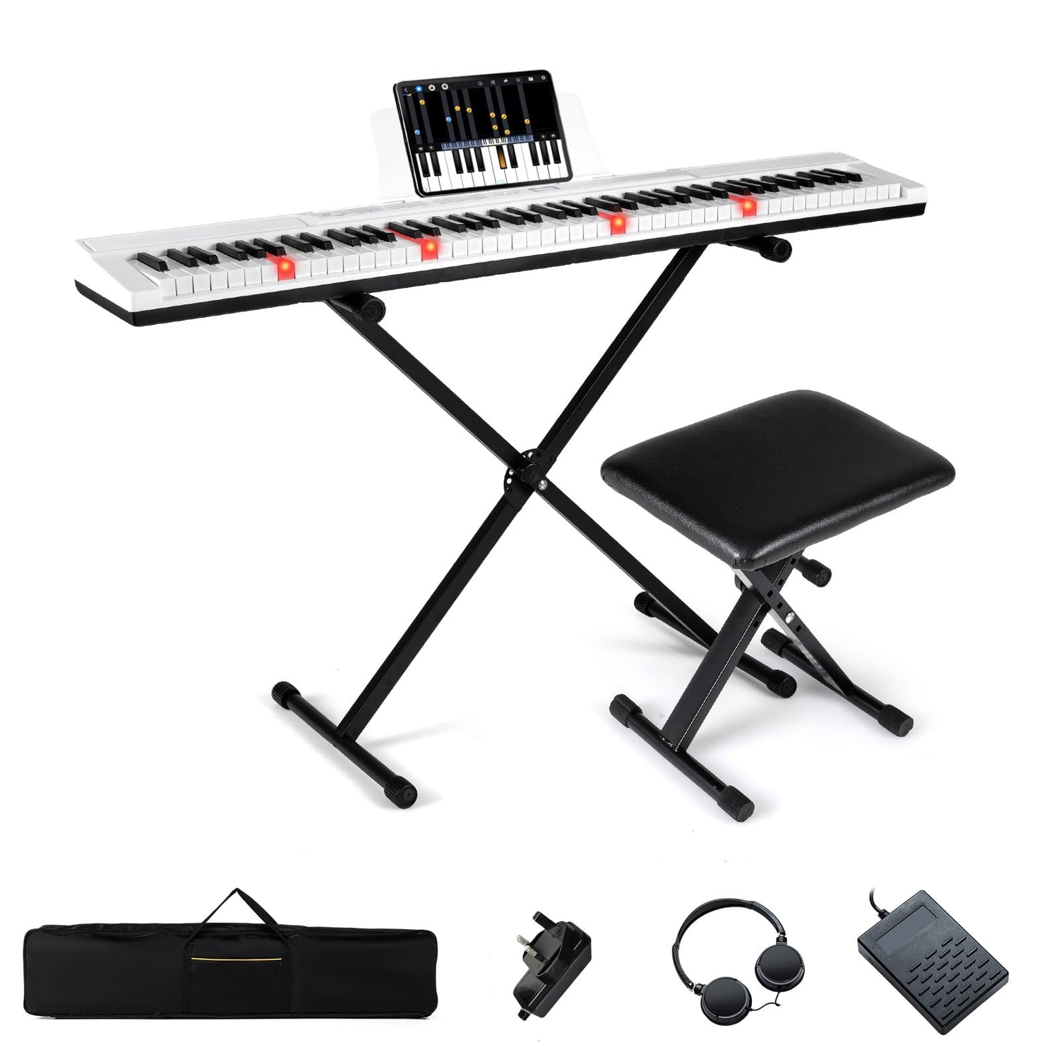 88 Key Digital Piano Keyboard, Full Size Electric Piano with Adjustable Stand & Stool