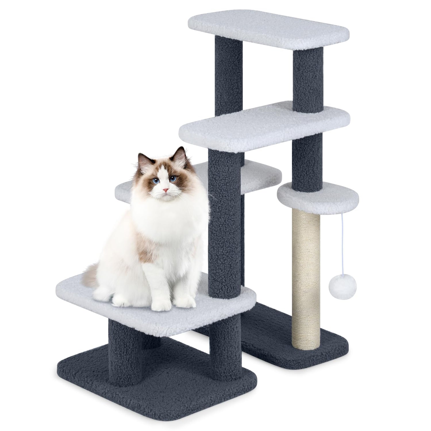 Cat Stairs, 2-in-1 Cat Tree Tower Pet Steps with Sisal Scratching Posts