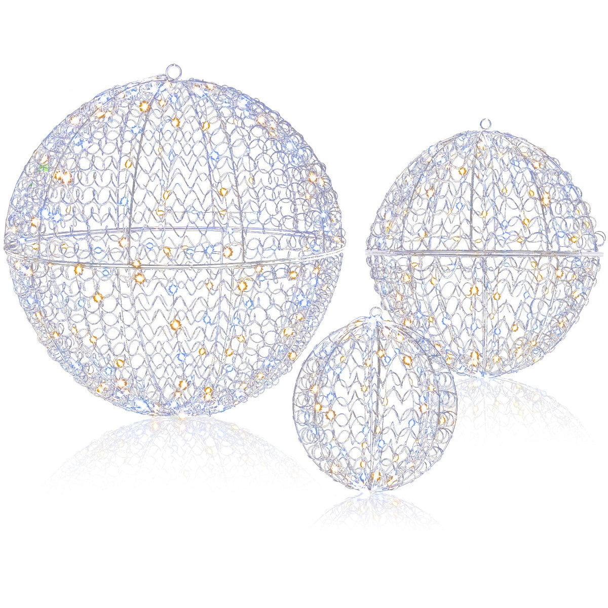 3 Pieces Lighted Christmas Balls with Light Color and 8 Dynamic Modes